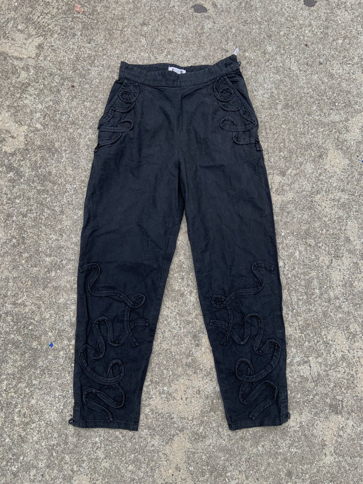 image of Avant Garde x Issey Miyake Vintage Issey Miyake Over Material Patch Black Pants, Men's (Size 26)