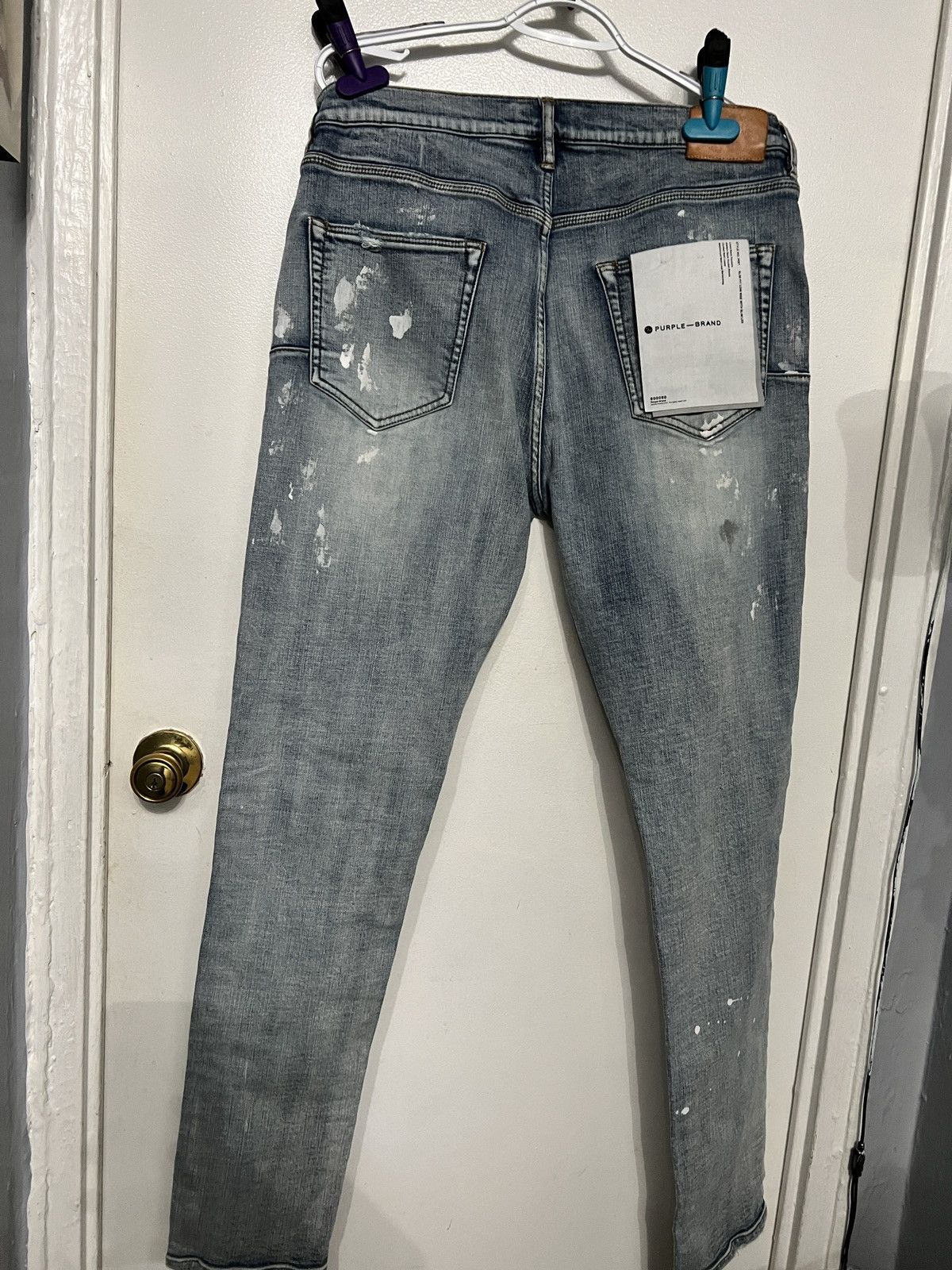 Purple White Paint Splatter Purple Jeans Size US 36 / EU 52 - 2 Thumbnail