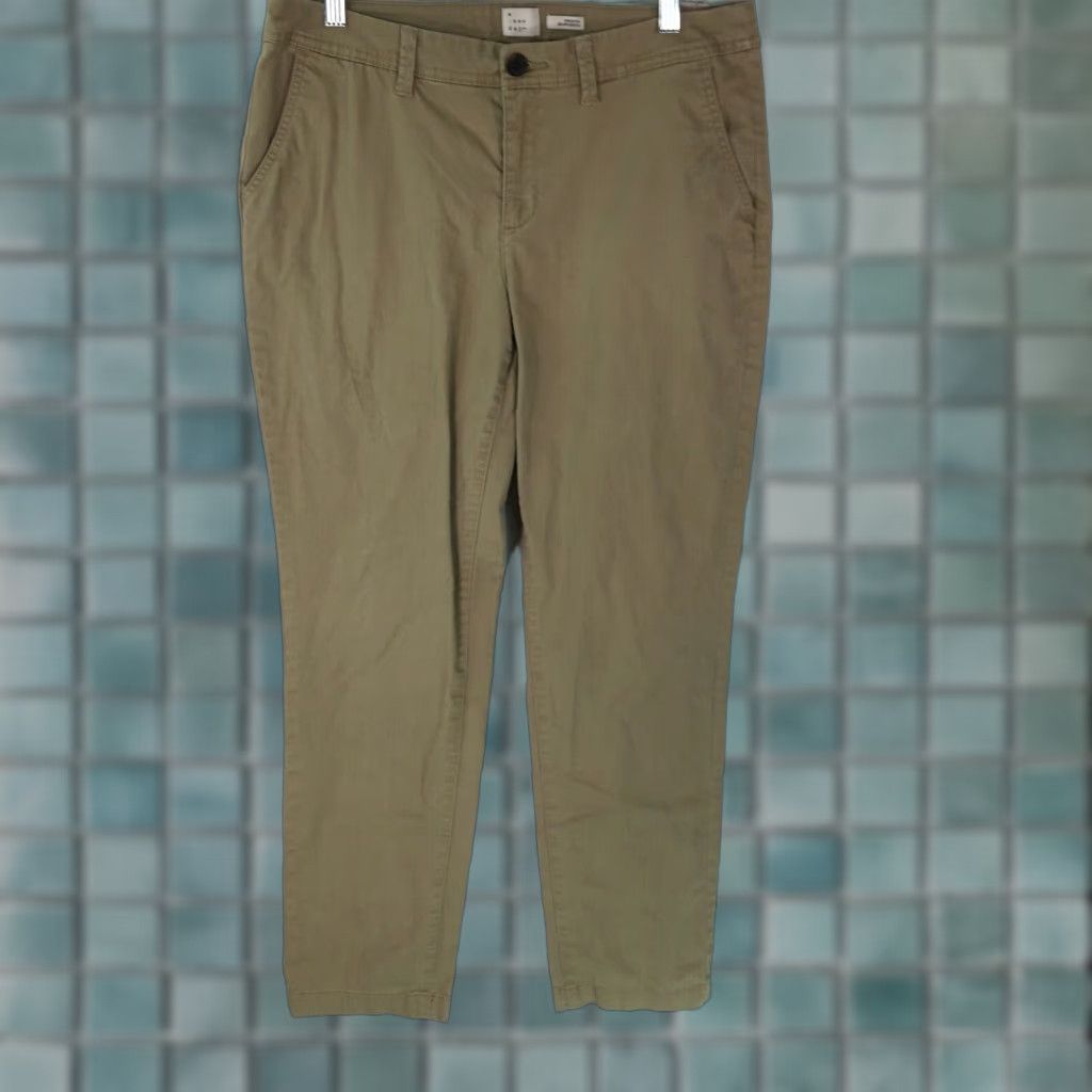 Vintage A New Day Women's Tan Flat Front Mid Rise Stretch Dress Pants Size 10 Size 32" / US 10 / IT 46 - 1 Thumbnail