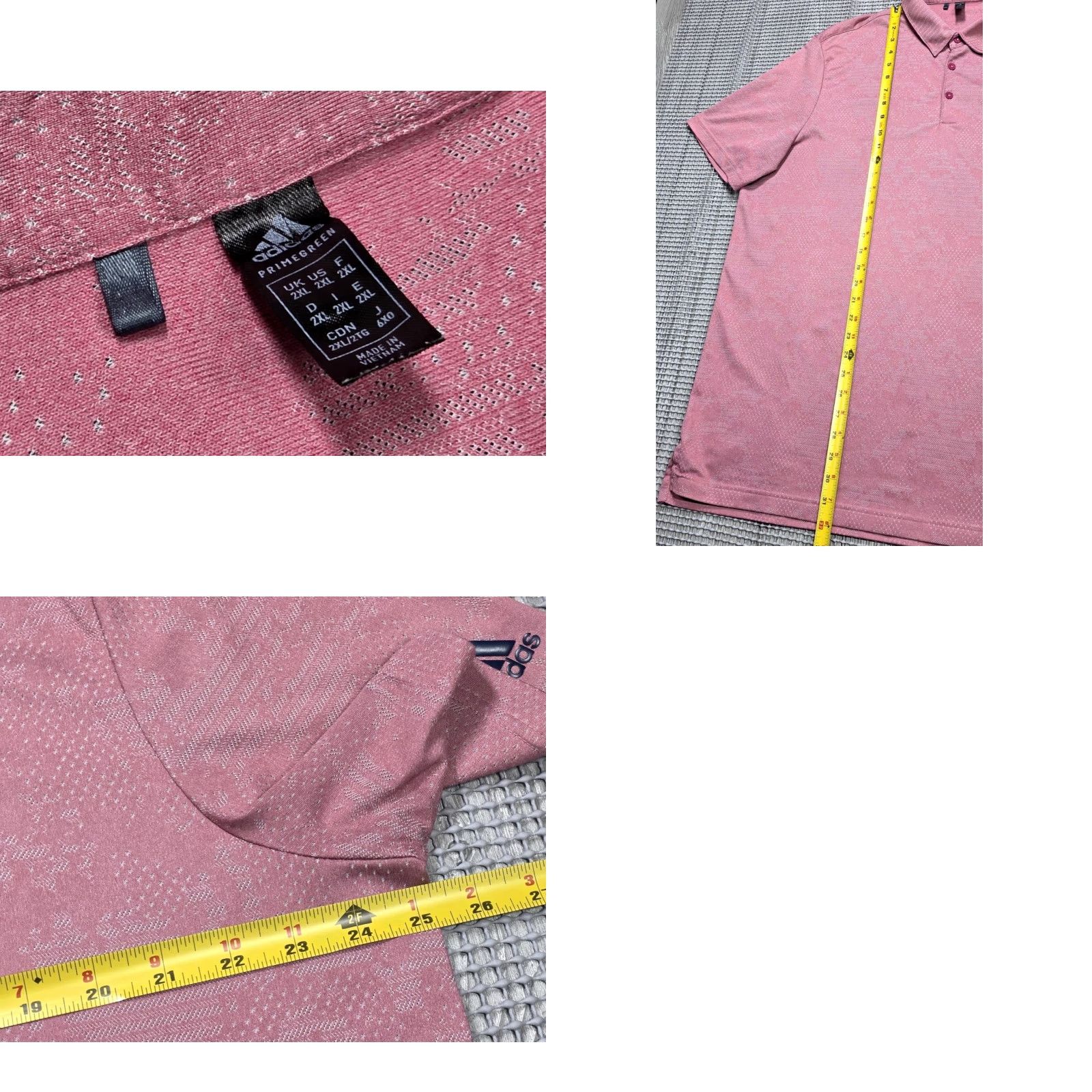 Adidas Adidas Golf Polo Shirt Textured Jacquard Mens 2XL Short Sleeve Pink Camouflage Cap Size US XXL / EU 58 / 5 - 8 Thumbnail