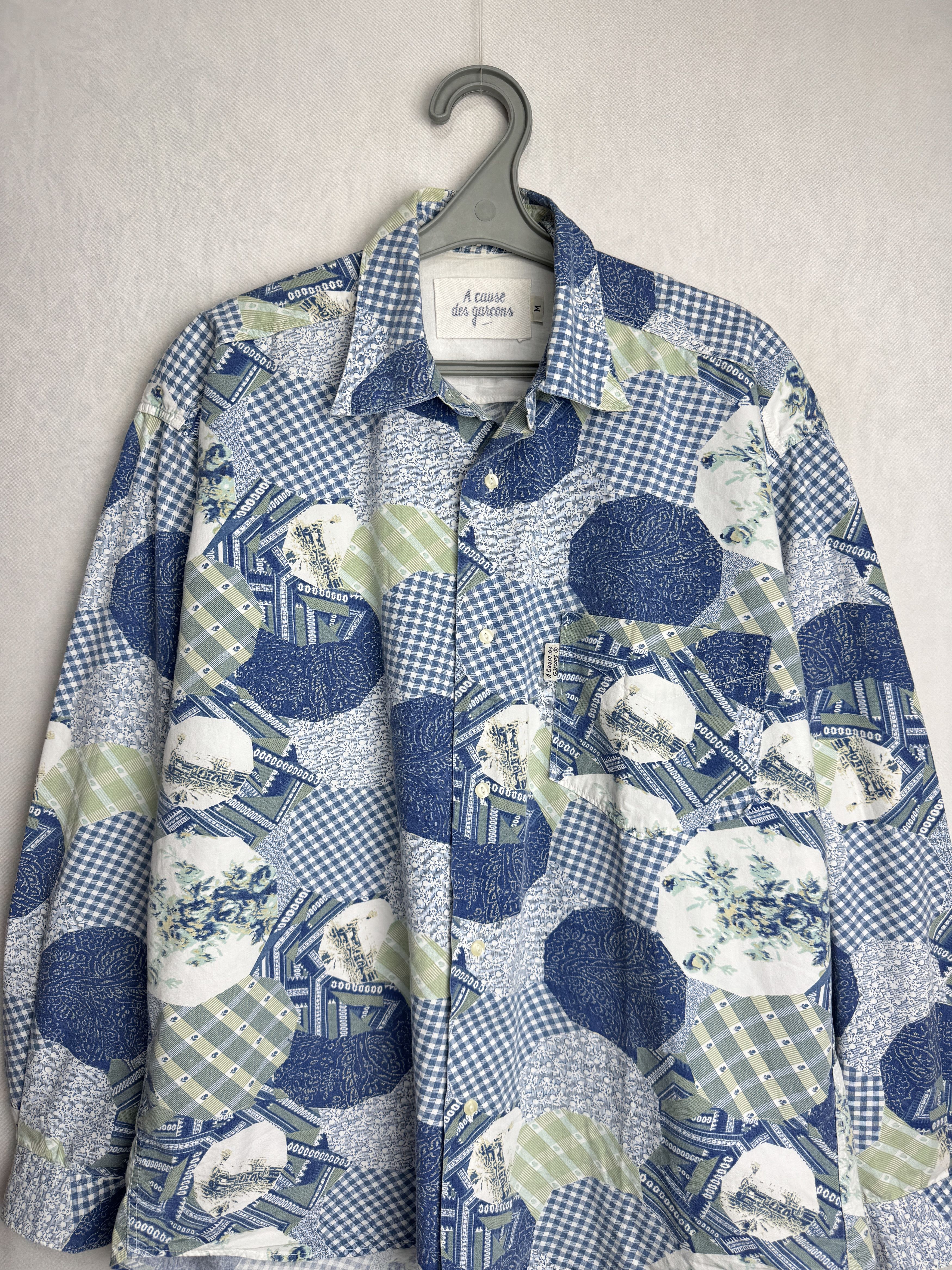 Other × Vintage A CAUSE des GARÇONS men’s patchwork print button up shirt Size US L / EU 52-54 / 3 - 7 Thumbnail