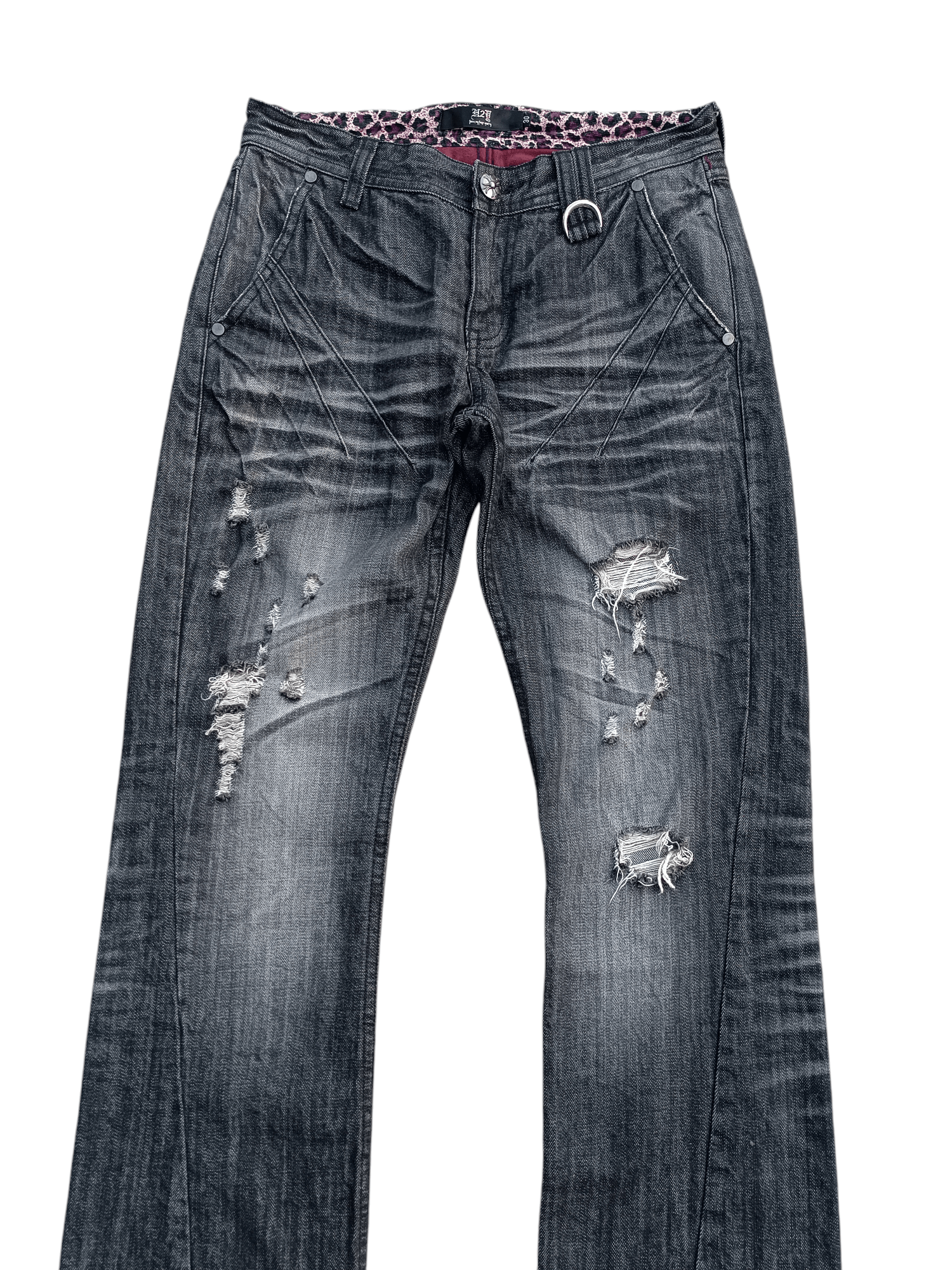 Japanese Brand RARE💥JAPANESE BRAND DENIM FLARE DISTRESED EMBROIDERY JEANS Size US 29 - 3 Thumbnail