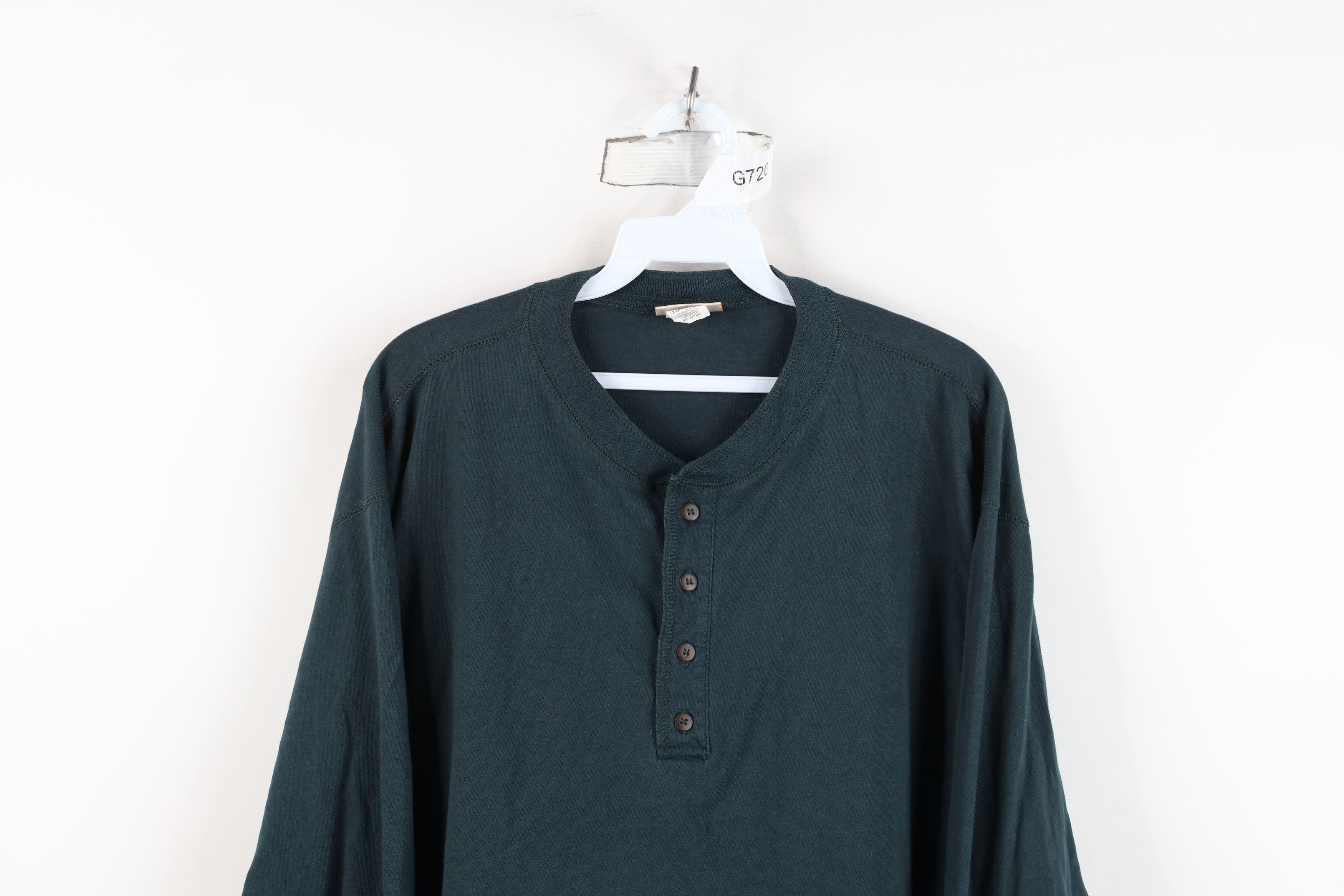 L.L. Bean Vintage 90s LL Bean Long Sleeve Henley T-Shirt Dark Green Size US XL / EU 56 / 4 - 2 Thumbnail