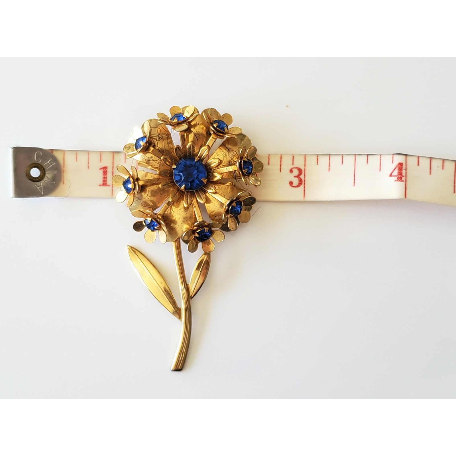 Other Vintage Gold-tone Blue Rhinestone Brooch Size ONE SIZE - 4 Thumbnail