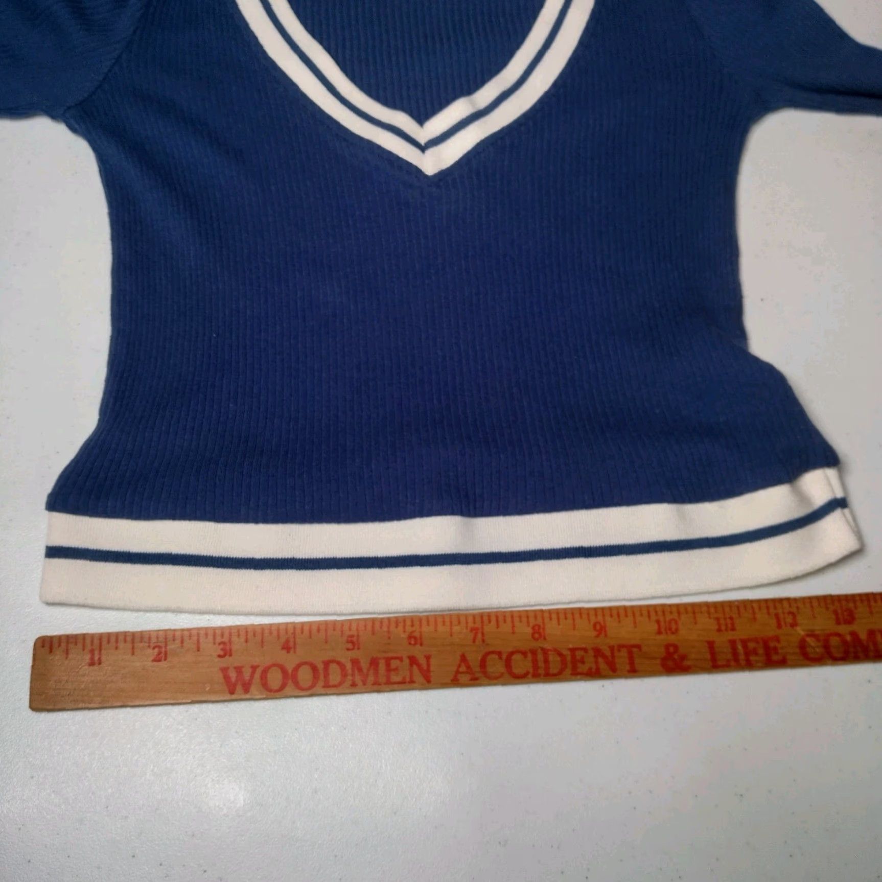 Forever 21 VINTAGE Forever 21 Knit Crop Top Women Juniors Medium Blue Y2K Varsity Slim Fit Size M / US 6-8 / IT 42-44 - 7 Thumbnail