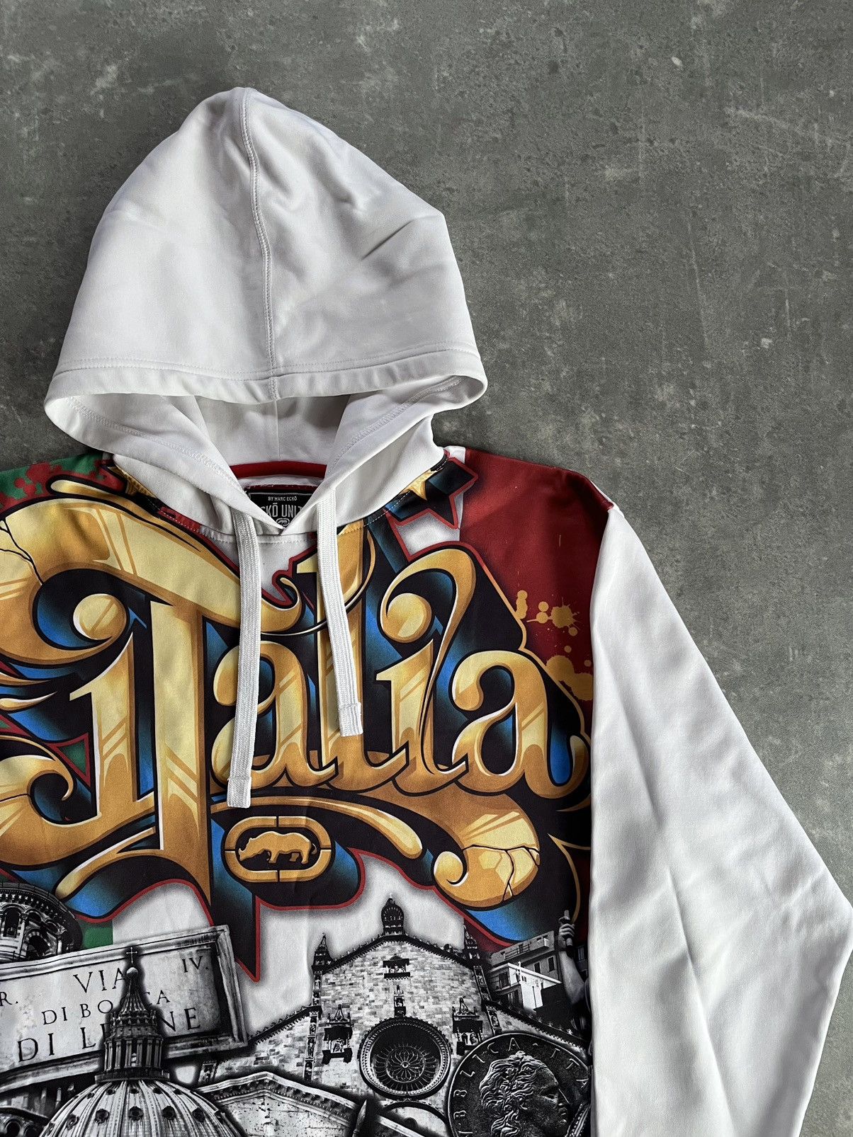 Ecko Unltd. Ecko Unltd. Italia AOP Printed Baggy Hoodie XXL Rare Size US XXL / EU 58 / 5 - 5 Thumbnail