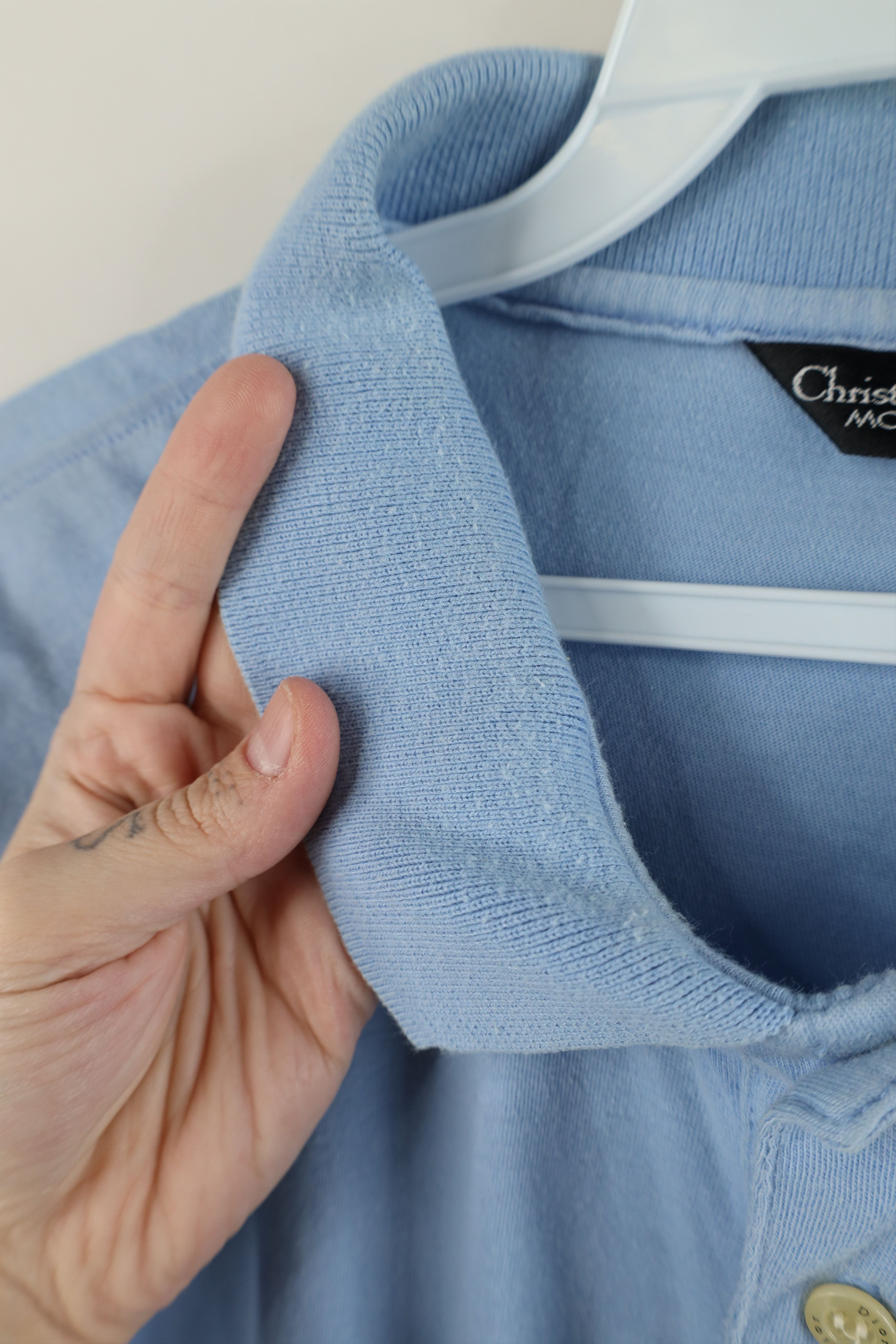 Christian Dior Monsieur × Vintage Vintage 90s Christian Dior Spell Out Crest Polo Shirt Blue Size US XL / EU 56 / 4 - 10 Thumbnail