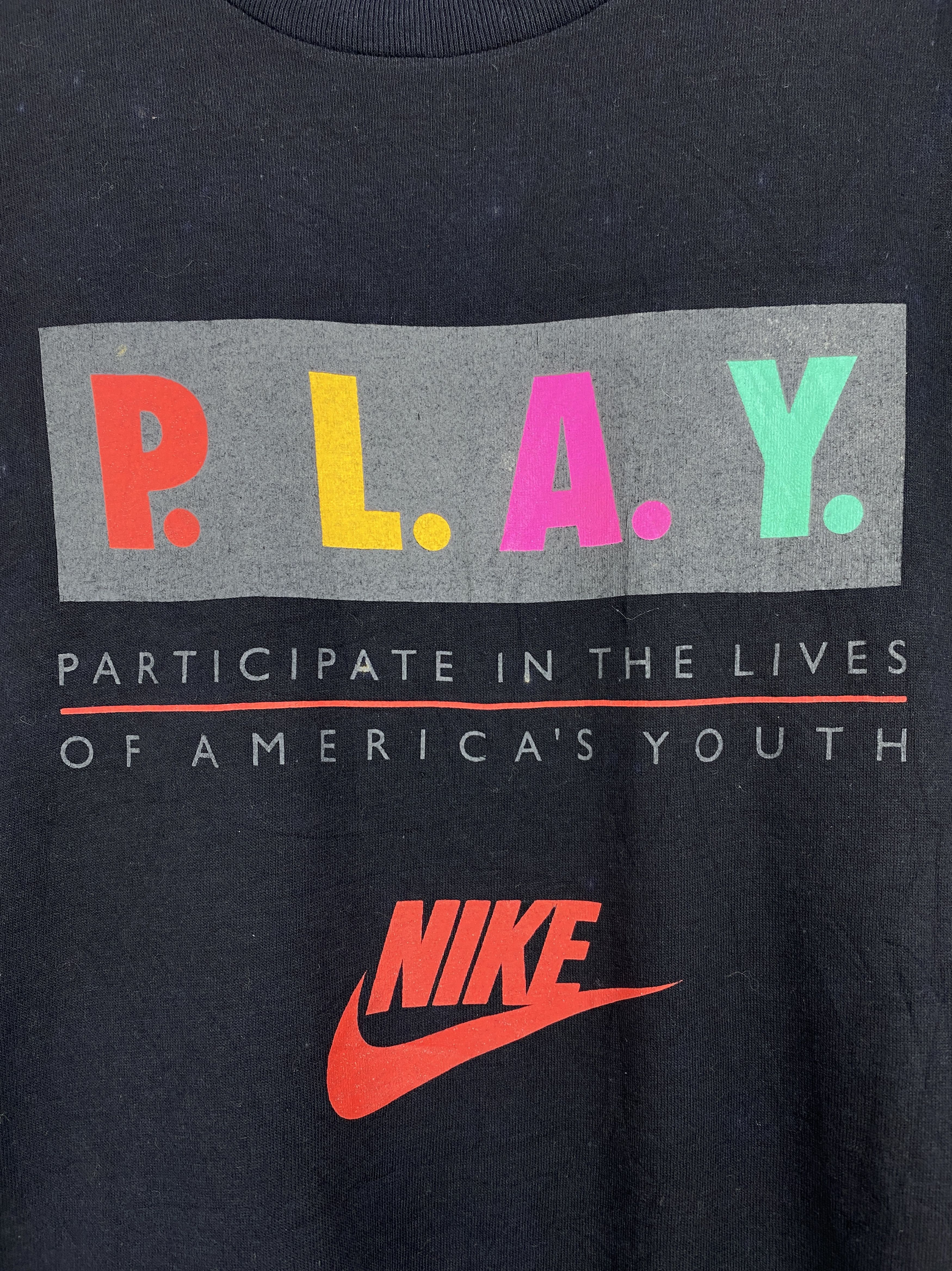 Nike × Vintage Vintage 90s Nike Summer Games P.L.A.Y Tee TA0685 Size US L / EU 52-54 / 3 - 5 Thumbnail