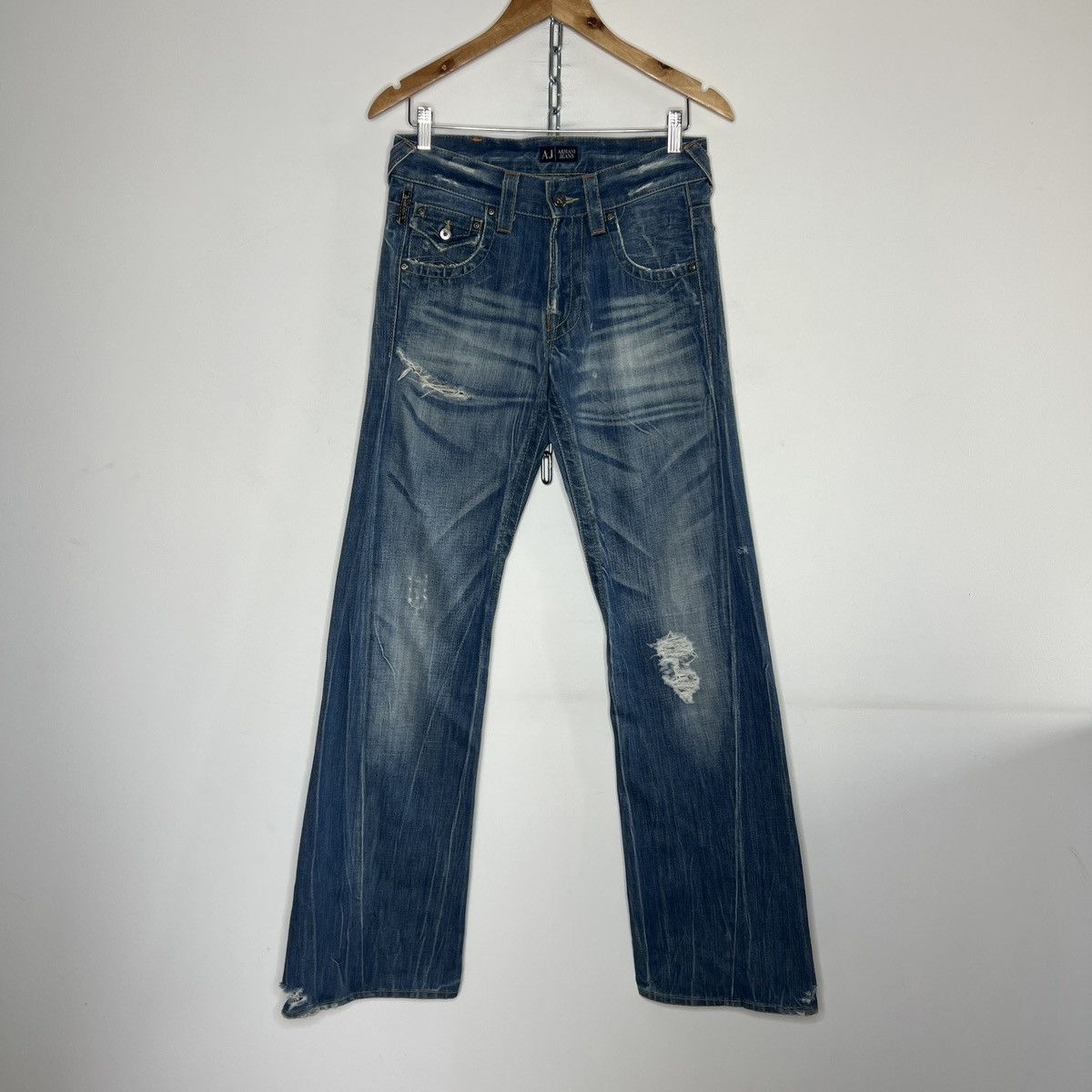 Giorgio Armani × Japanese Brand × Vintage Armani Big Logo Parachute Japanese Denim Pants Y2K Jeans Size US 30 / EU 46 - 2 Thumbnail