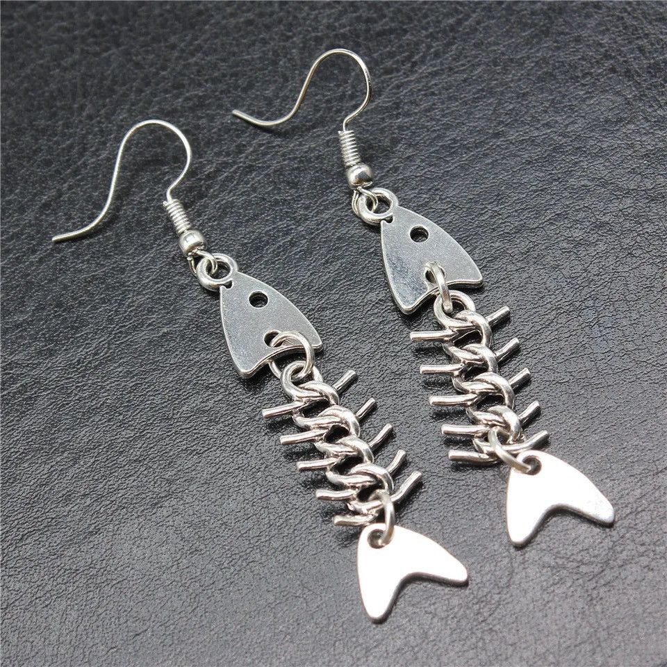 Jewelry × Vintage Retro Fish Bone Pendant Earring Size ONE SIZE - 4 Thumbnail
