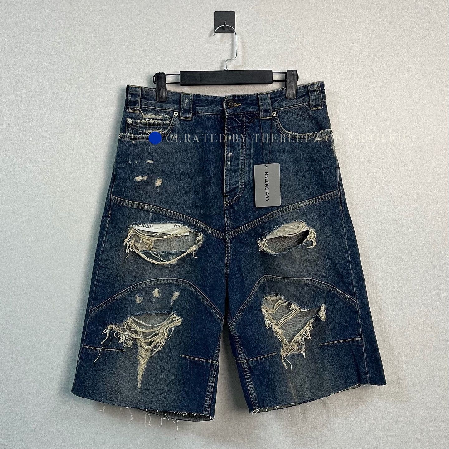 Balenciaga Distressed Blue Denim Shorts Size 30 Size US 30 / EU 46 - 1 Thumbnail