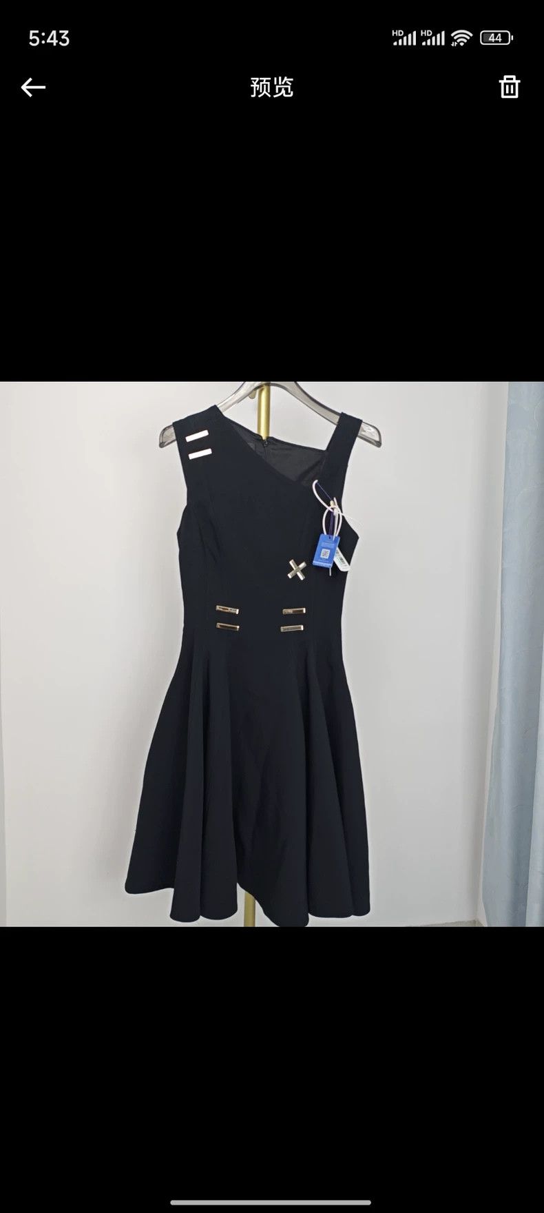 Versace Gold X-shaped decorative design black dress