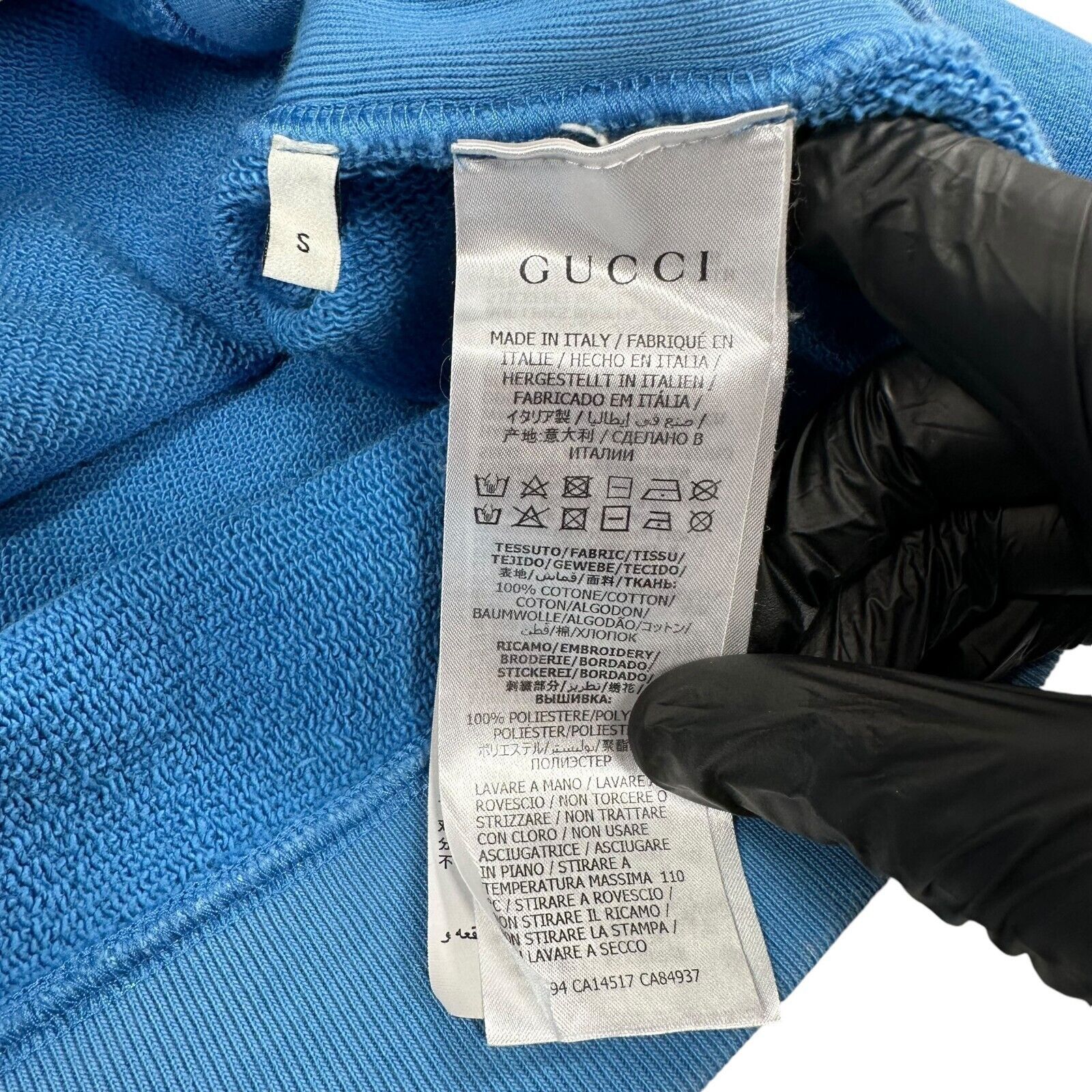 Gucci Gucci Size S Sweatshirt Baby Blue Embroidered Band Logo Size US S / EU 44-46 / 1 - 4 Thumbnail