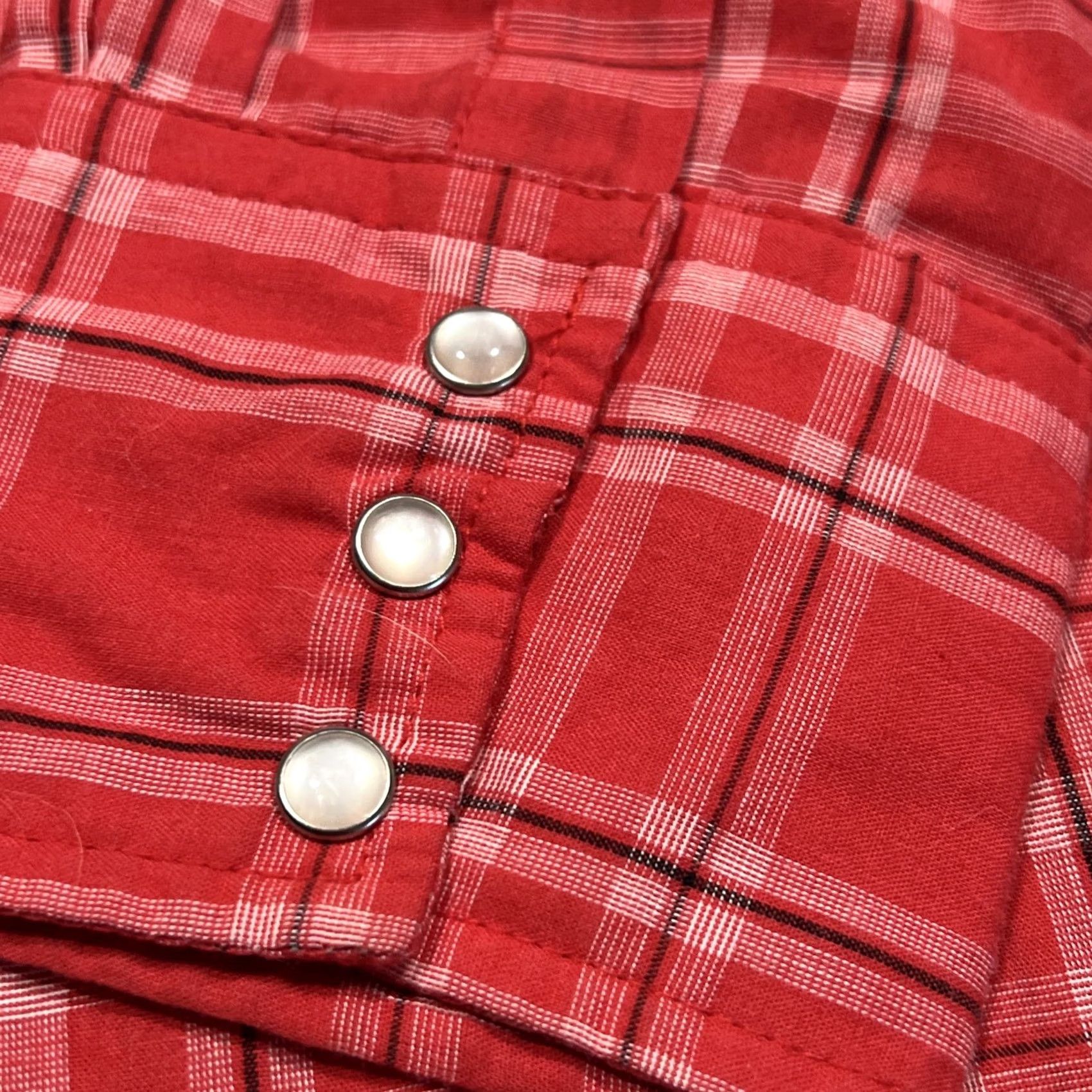 Wrangler VINTAGE Wrangler Western Pearl Snap Shirt Men’s 17.5x36 Tall Lightweight Rancher Red Plaid Long Sleeve Button-Up Cowboys Western Mens Shirt Size US XXL / EU 58 / 5 - 6 Thumbnail