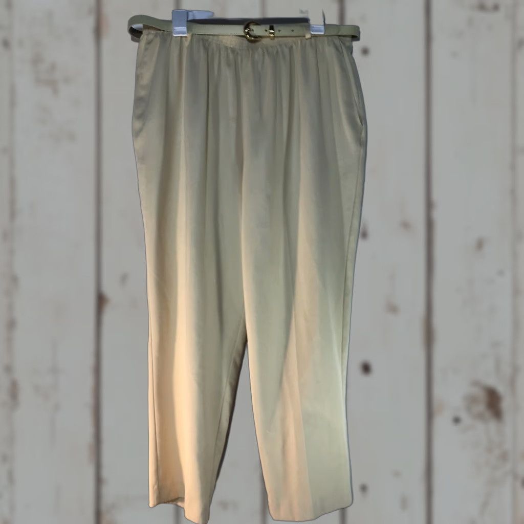 Vintage VINTAGE Alfred Dunner Yellow Belted Dress Pants Womens Size 20W Plus USA Size 42" / US 20 - 1 Thumbnail