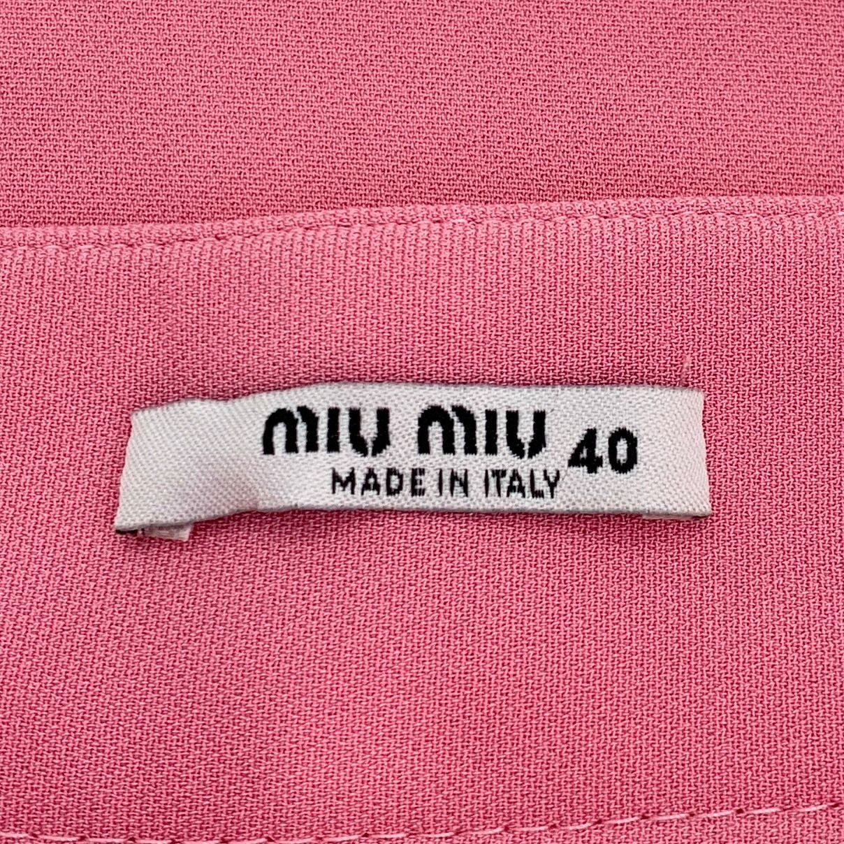Miu Miu Miu Miu Pink Rhinestone-Trimmed Casual Skirt (Size M) Size 40" / US 18 - 2 Thumbnail