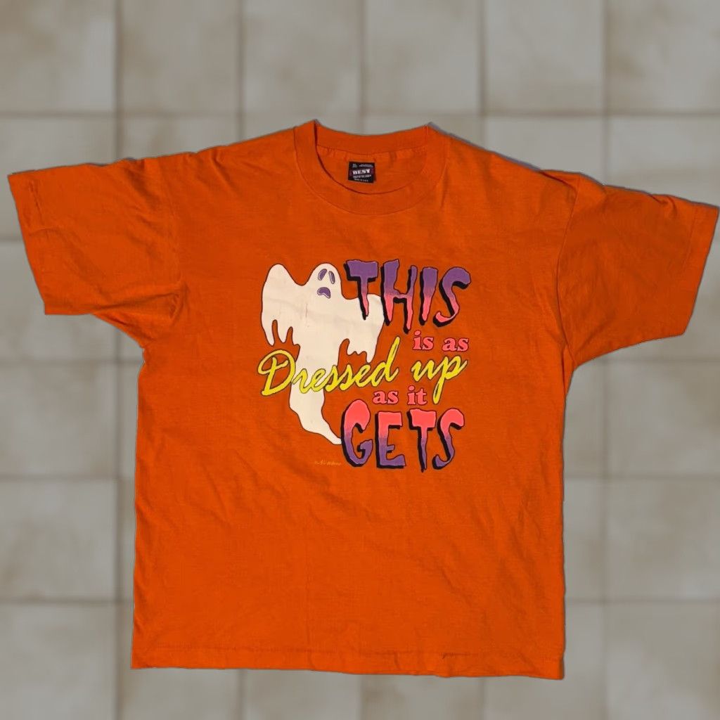 Fruit Of The Loom VINTAGE Fruit of the Loom T-Shirt Halloween Logo Short Sleeve Crew Neck XL Orange Unisex Adults Size US XL / EU 56 / 4 - 1 Thumbnail