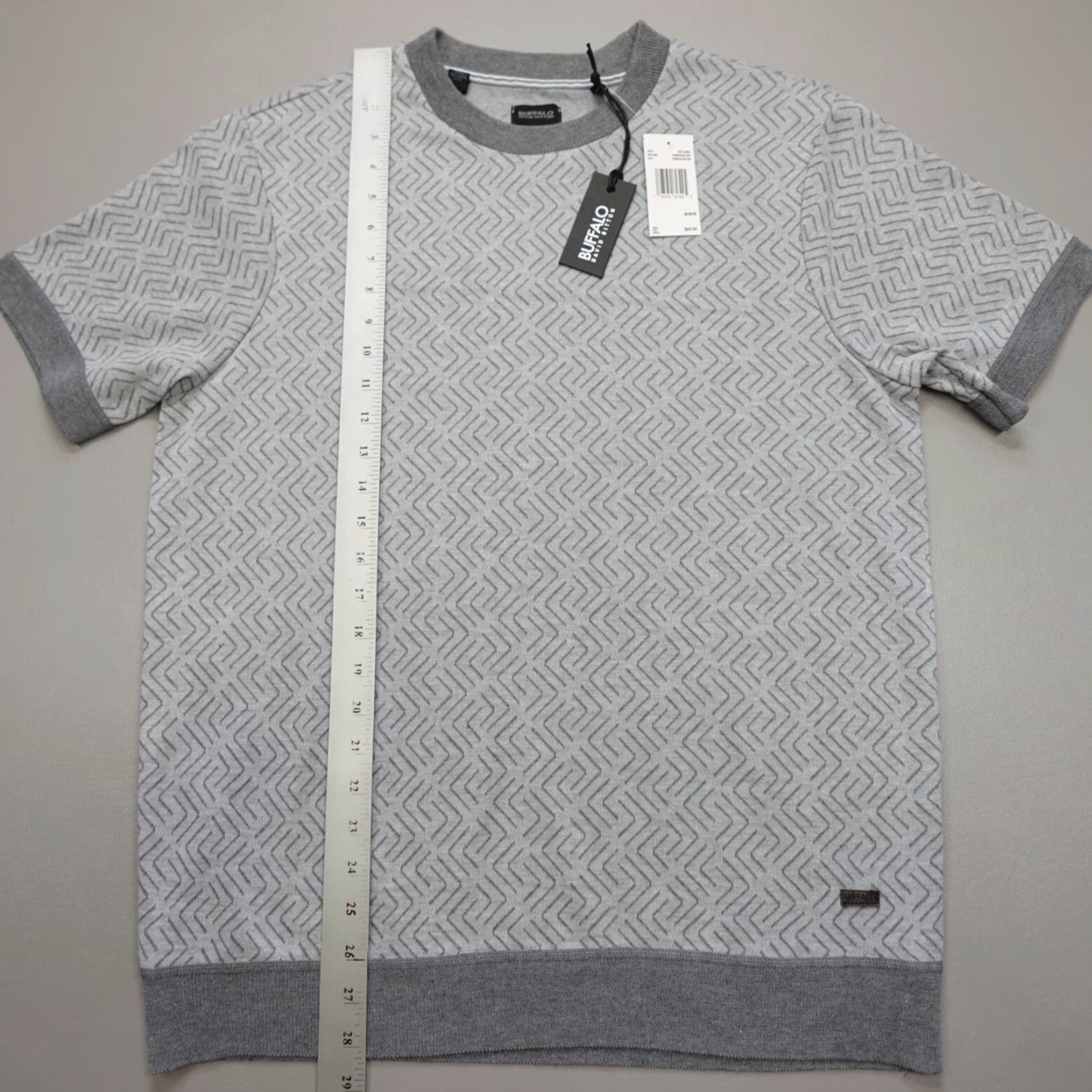 Vintage Buffalo Wiley Crew Neck S/S Shirt Grey Combo Geometric Size M Mens T-Shirt Size US M / EU 48-50 / 2 - 7 Thumbnail