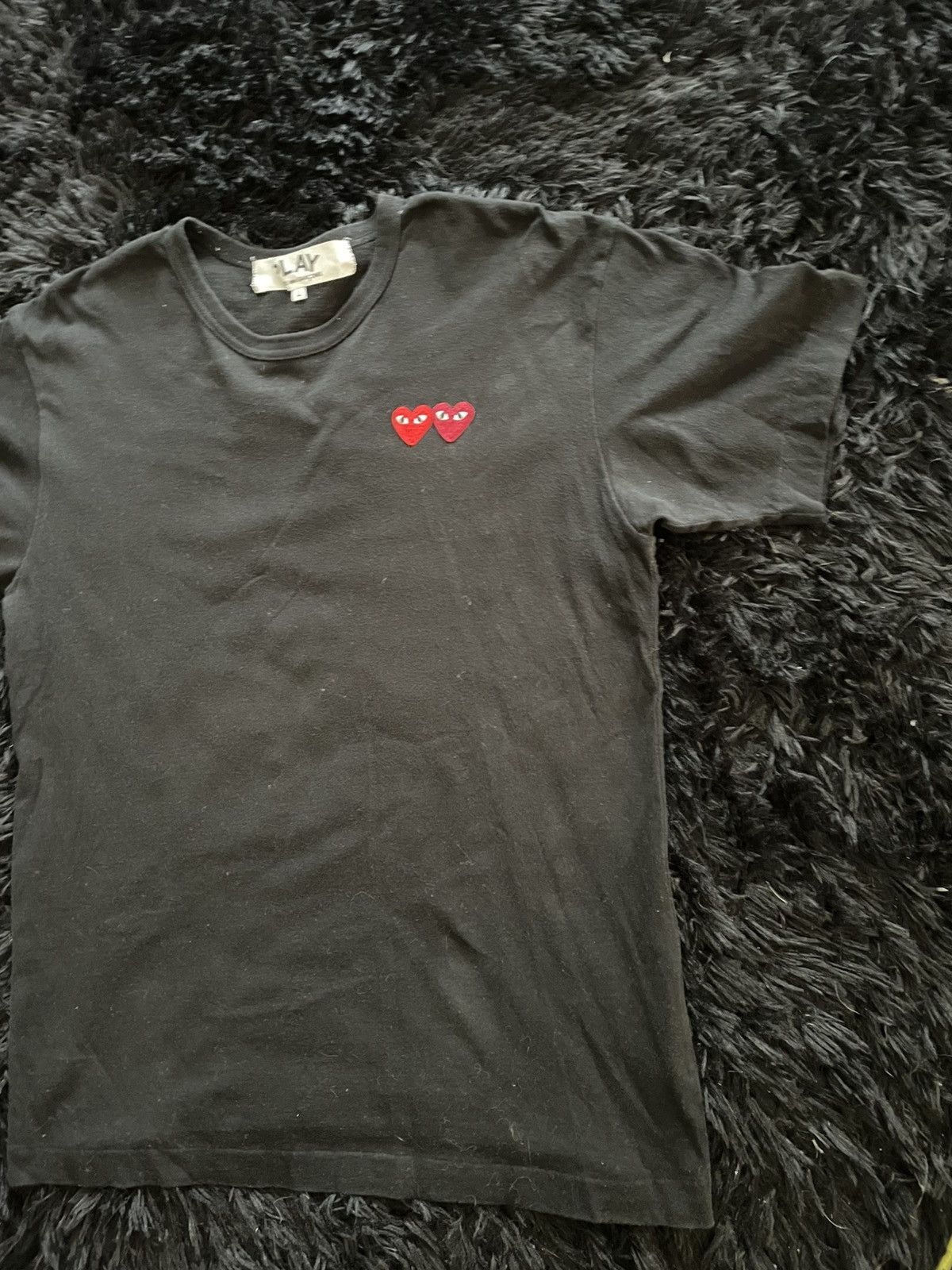 CDG by Comme des Garcons Comme Des Garcons Play Double Heart Black Tee Size US L / EU 52-54 / 3 - 3 Thumbnail