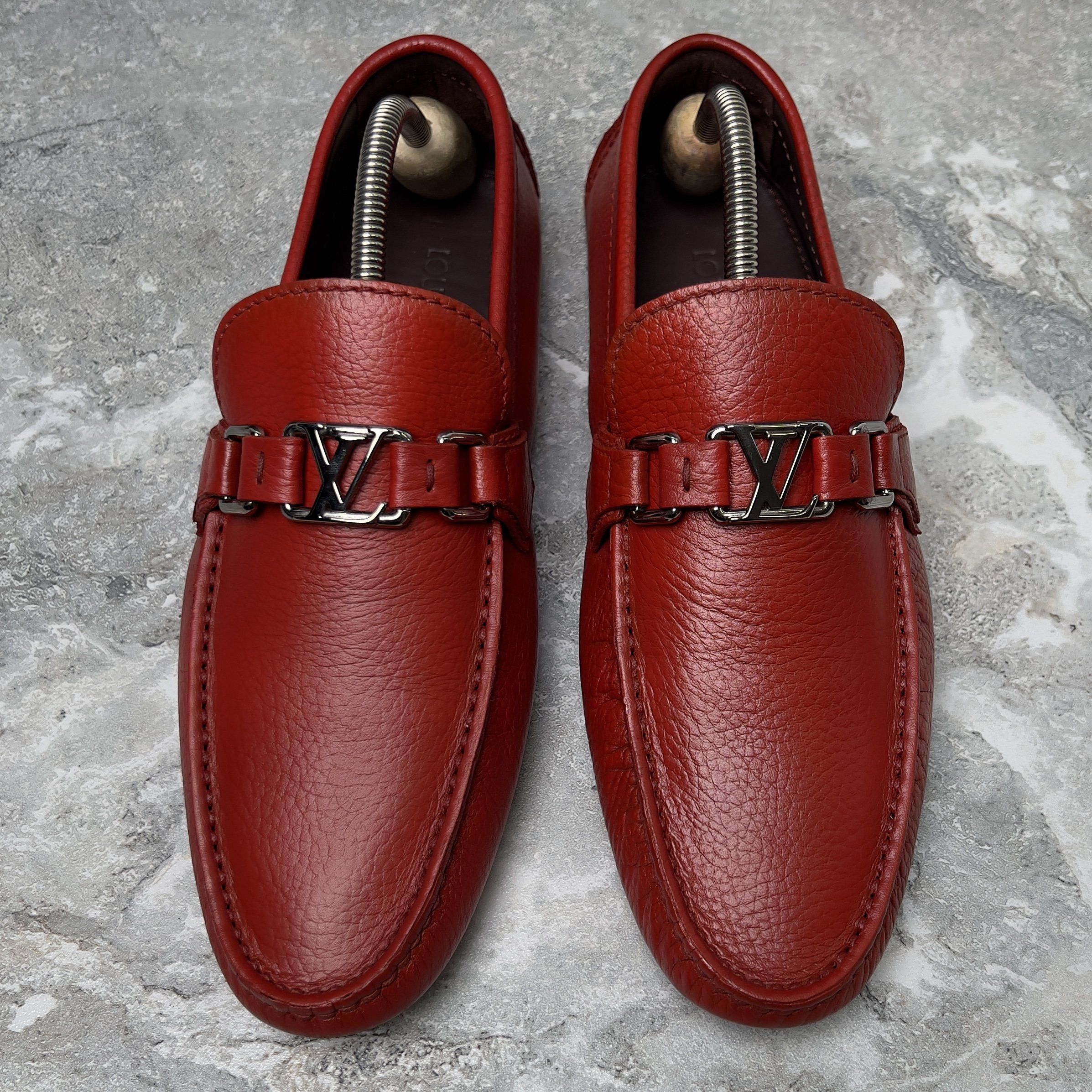 Louis Vuitton Hockenheim Driving Moccasin Red Grain Leather 