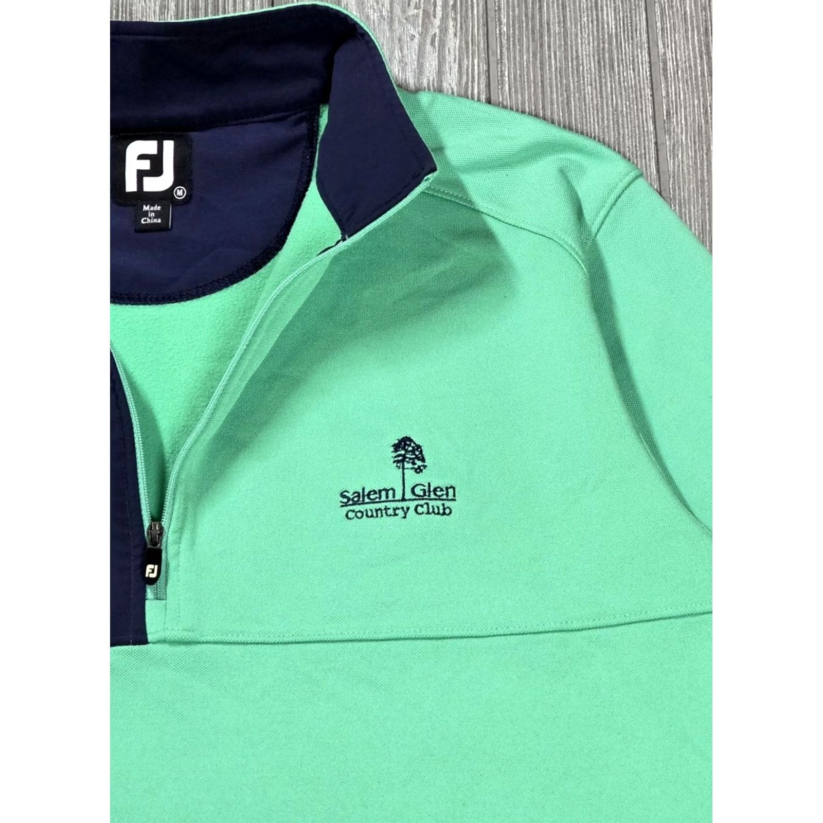 Footjoy FootJoy Pullover Mens M Green Blue Pique Sport Midlayer 1/4 Zip Salem Glen CC Size US M / EU 48-50 / 2 - 4 Thumbnail