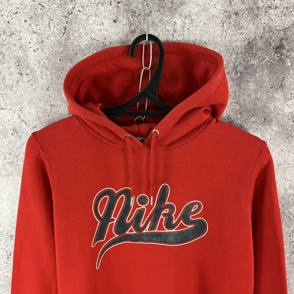 Nike × Vintage Vintage 2000s Nike Hoodie Big Logo Swoosh Embroidery Red Size L / US 10 / IT 46 - 2 Thumbnail
