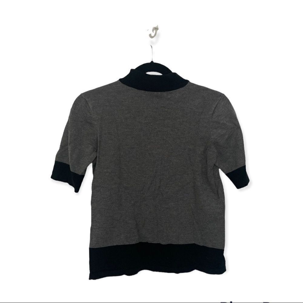 Other Laura Petites Grey & Black Short Sleeve Knit Top | Size S Size S / US 4 / IT 40 - 3 Thumbnail