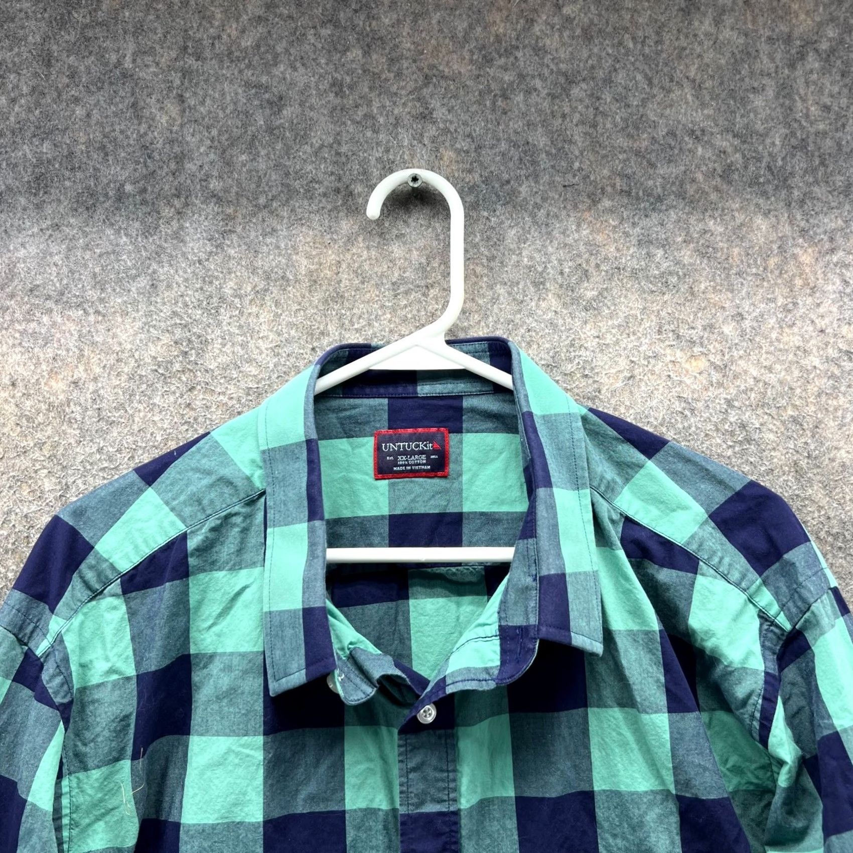 UNTUCKit VINTAGE UNTUCKit Shirt Mens XXL Green Blue Button Down Buffalo Plaid Preppy Bonarda Size US XXL / EU 58 / 5 - 3 Thumbnail