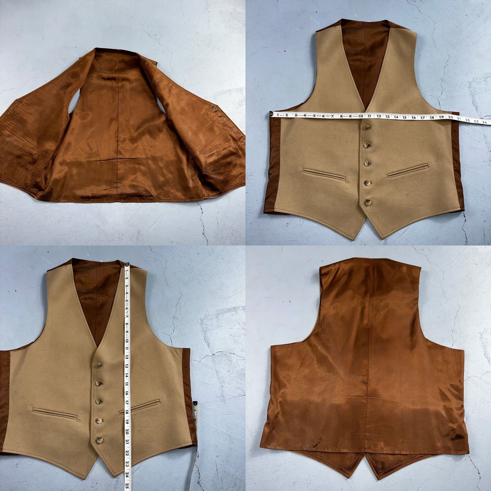 Vintage VINTAGE Lenox Hall 3 PC Suit Jacket Coat Pants Vest Rockabilly 70s 1970s Brown 42 Mens Plaid Mid Century Size 42R - 11 Thumbnail