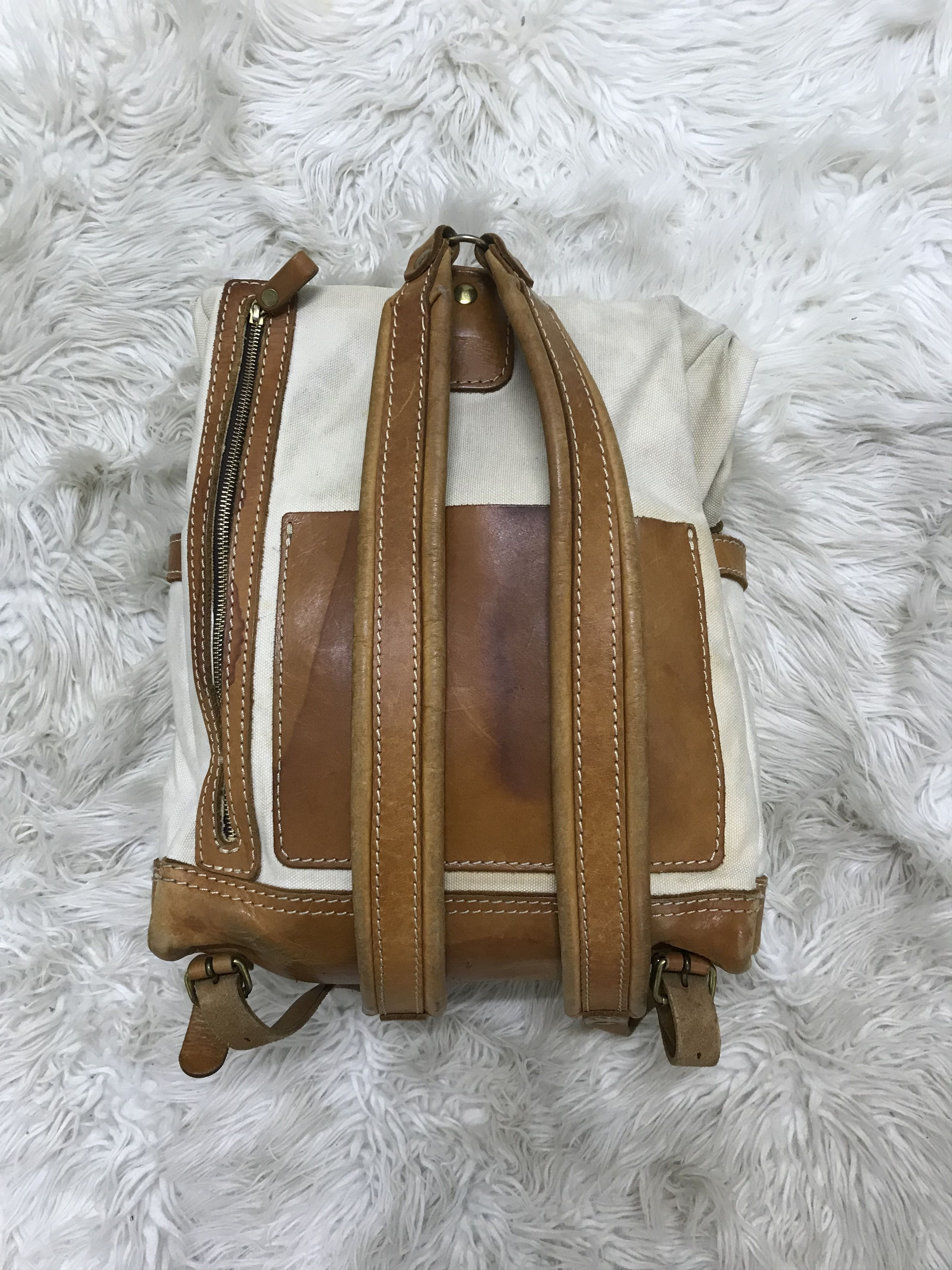 Japanese Brand HERZ Handmade Heavy Canvas and Half Leather BagPack Size ONE SIZE - 5 Thumbnail