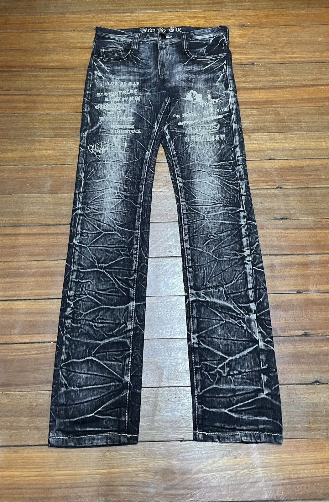 Very Rare Design Vintage Blow By Blue Distressed Jeans 2000s