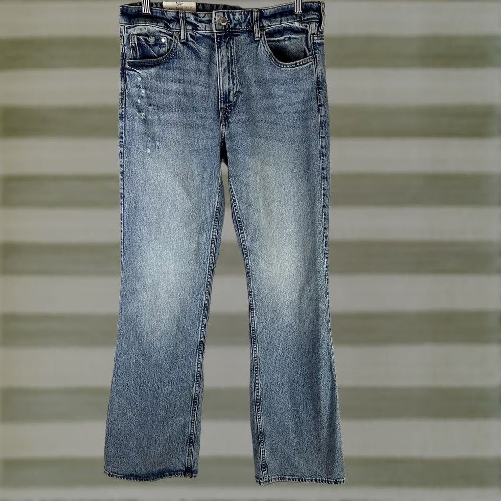 H&M H&M Jeans Womens 10 Blue Bootcut Slim Fit High Waist Light Wash Distressed Denim Pocket 5-Pocket Denim Stretch Womens Jeans Size 32" / US 10 / IT 46 - 1 Thumbnail