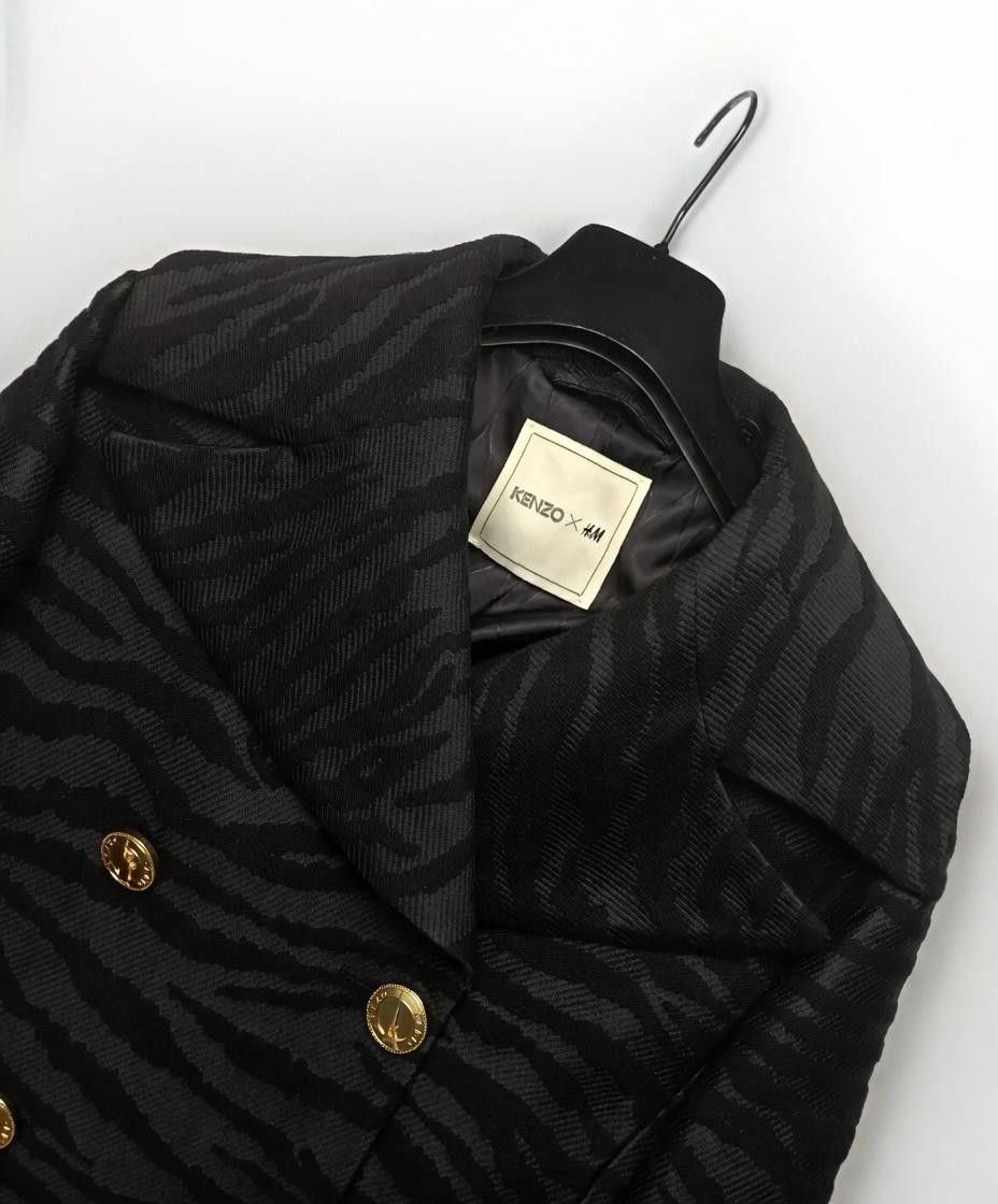 H&M × Kenzo Kenzo Paris x H&M Women’s Wool Coat Tiger Pattern Black Size XS / US 0-2 / IT 36-38 - 8 Thumbnail