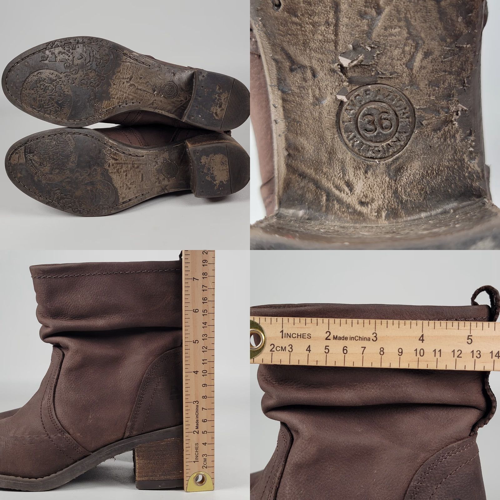 Bullboxer BULL BOXER Boots Chelsea Ankle Pull On Slouch Leather Brown 6 M Women Portugal Size US 6 / IT 36 - 8 Thumbnail