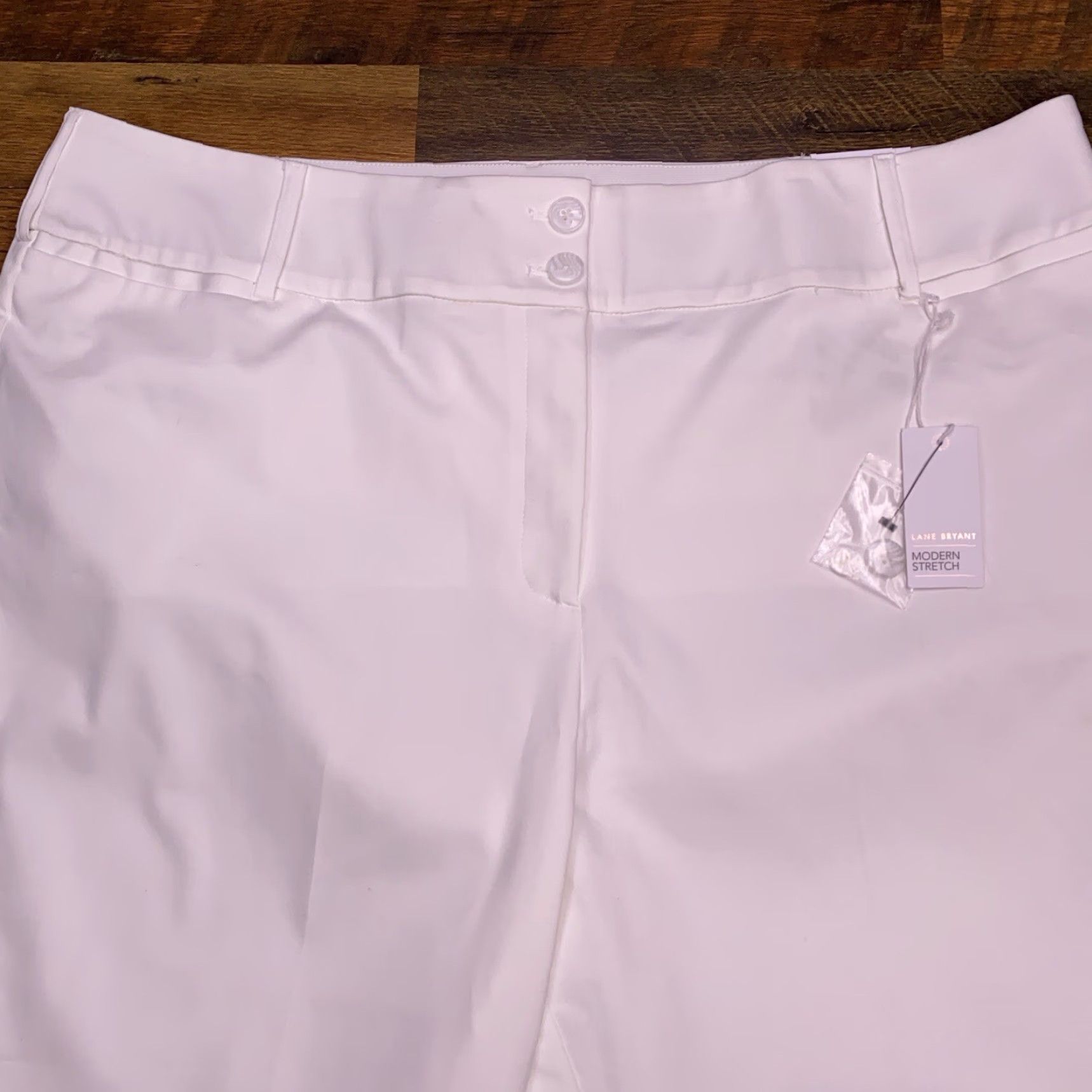 Vintage Lane Bryant Capri Pants 24 White High Rise Knit Stretch City Vintage: No? Size 42" / US 20 - 3 Thumbnail