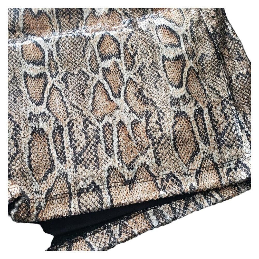 Designer CT276 Socialite Snake Print Sequined Sexy Short with Pocket Size 28" / US 6 / IT 42 - 2 Thumbnail