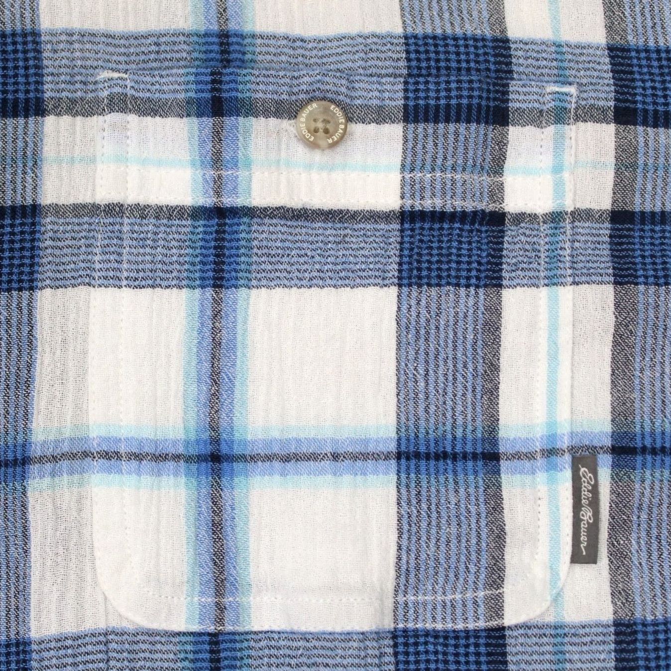 Eddie Bauer Eddie Bauer Seersucker Shirt Mens Large Blue/White Classic Fit Cotton S/S Button-Up Shirt Size US L / EU 52-54 / 3 - 6 Thumbnail