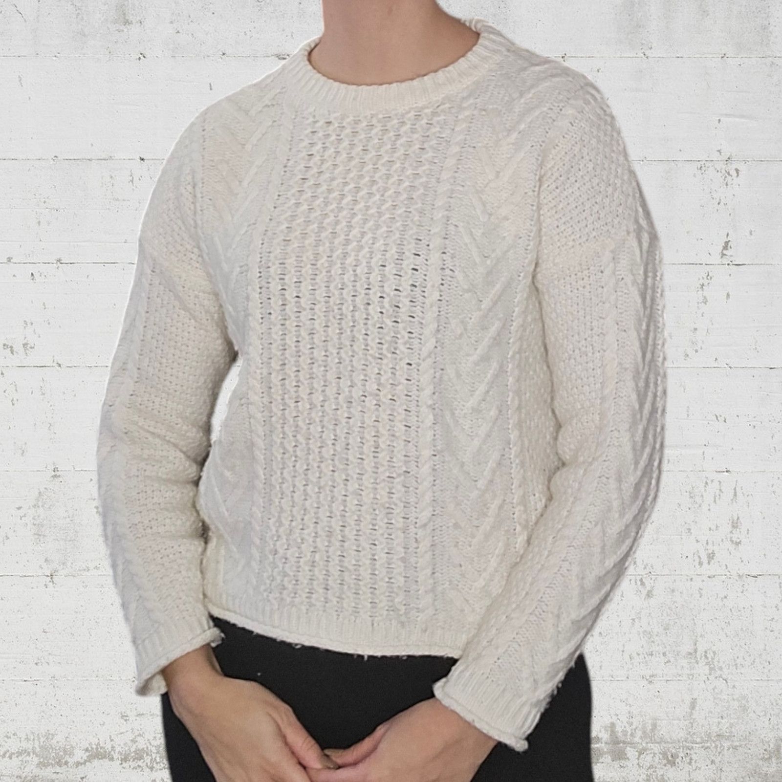 Madewell Madewell Ivory Cable Knit Wool Alpaca Sweater Size Small Size S / US 4 / IT 40 - 3 Thumbnail
