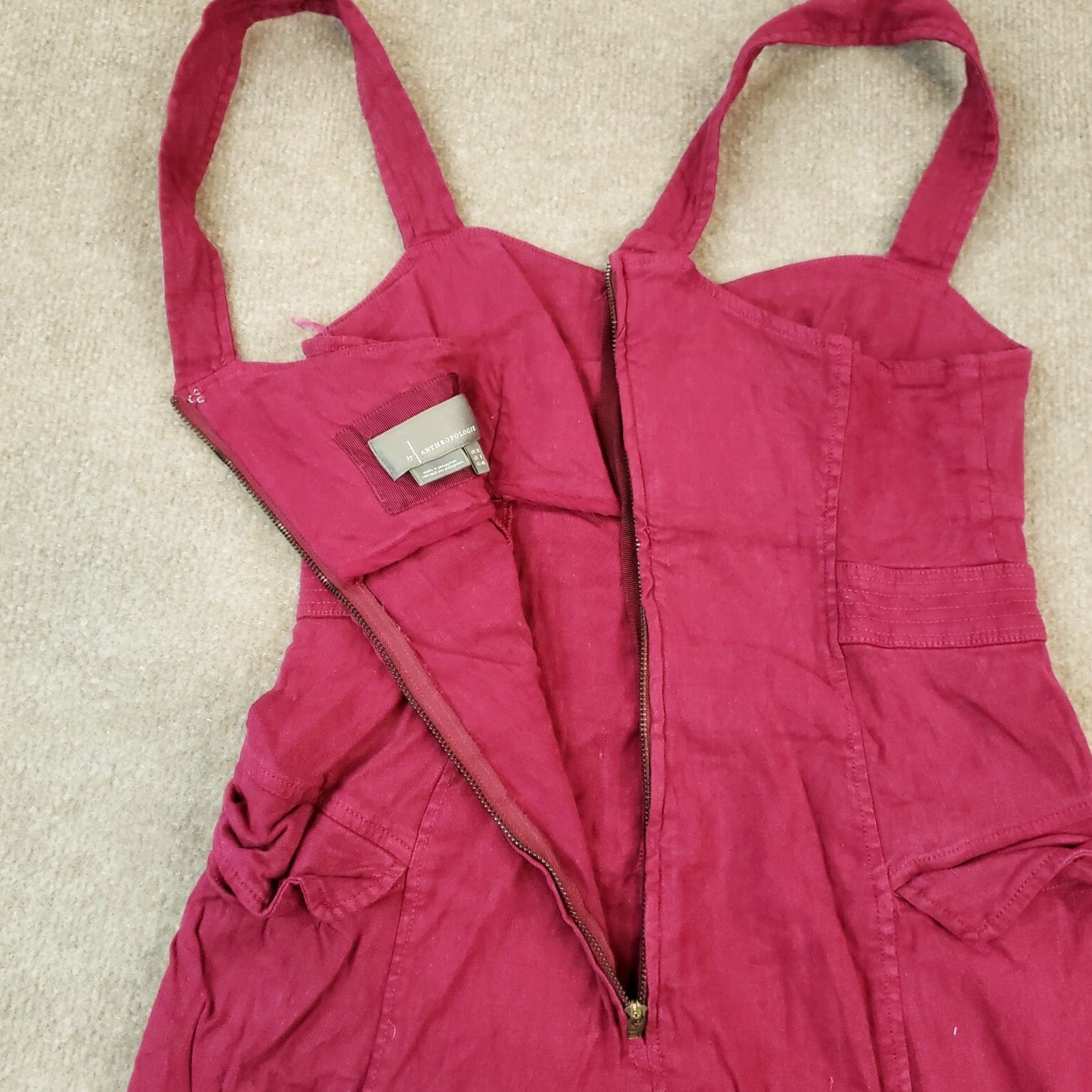 Anthropologie VINTAGE Anthropologie Dress Womens Size 8 Purple Linen Mini Sleeveless Stretch Casual Size M / US 6-8 / IT 42-44 - 8 Thumbnail