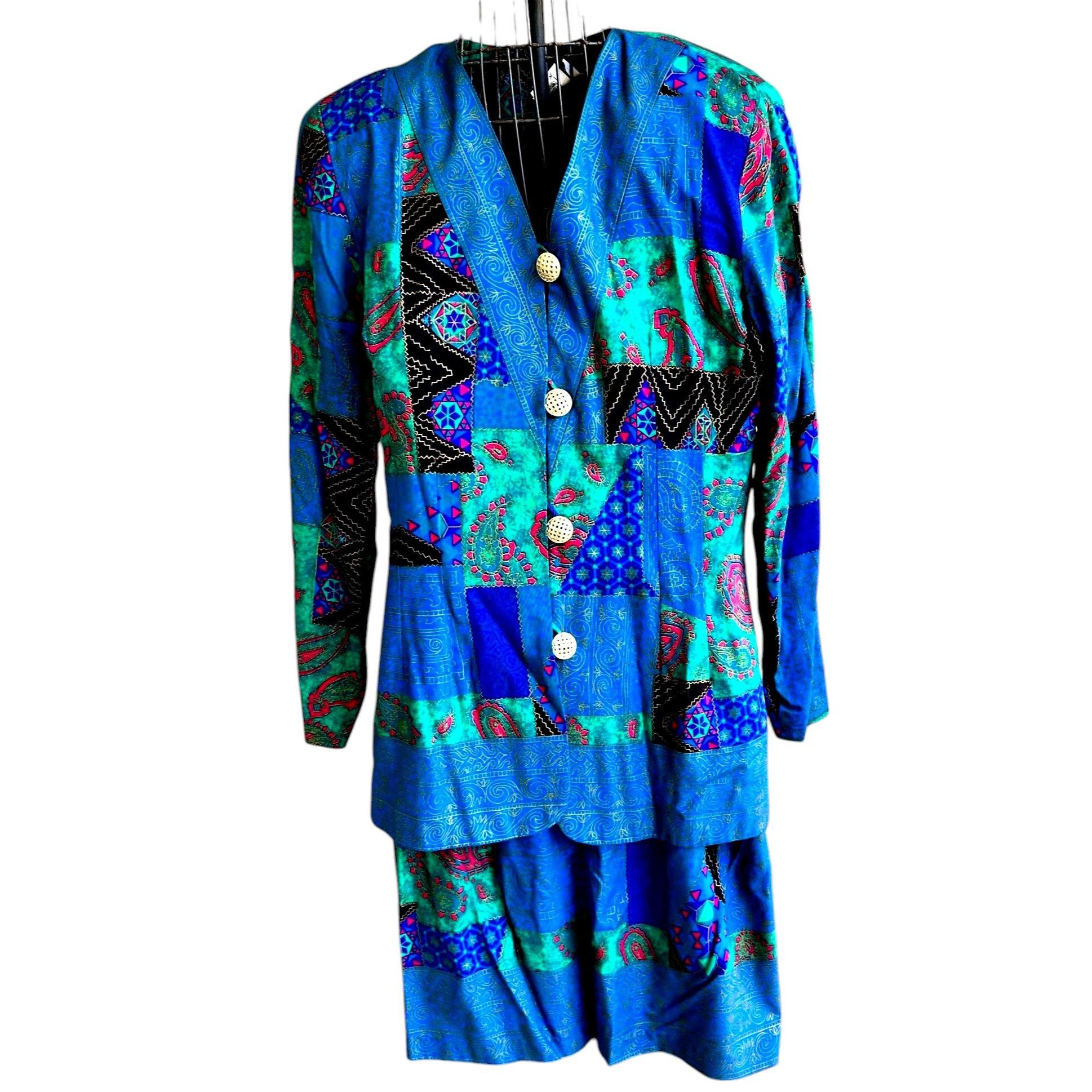 Designer × Vintage VTG Lady Carol New York Suit 18 Two Piece Tailored Abstract Size XXL / US 16-18 / IT 52-54 - 1 Thumbnail