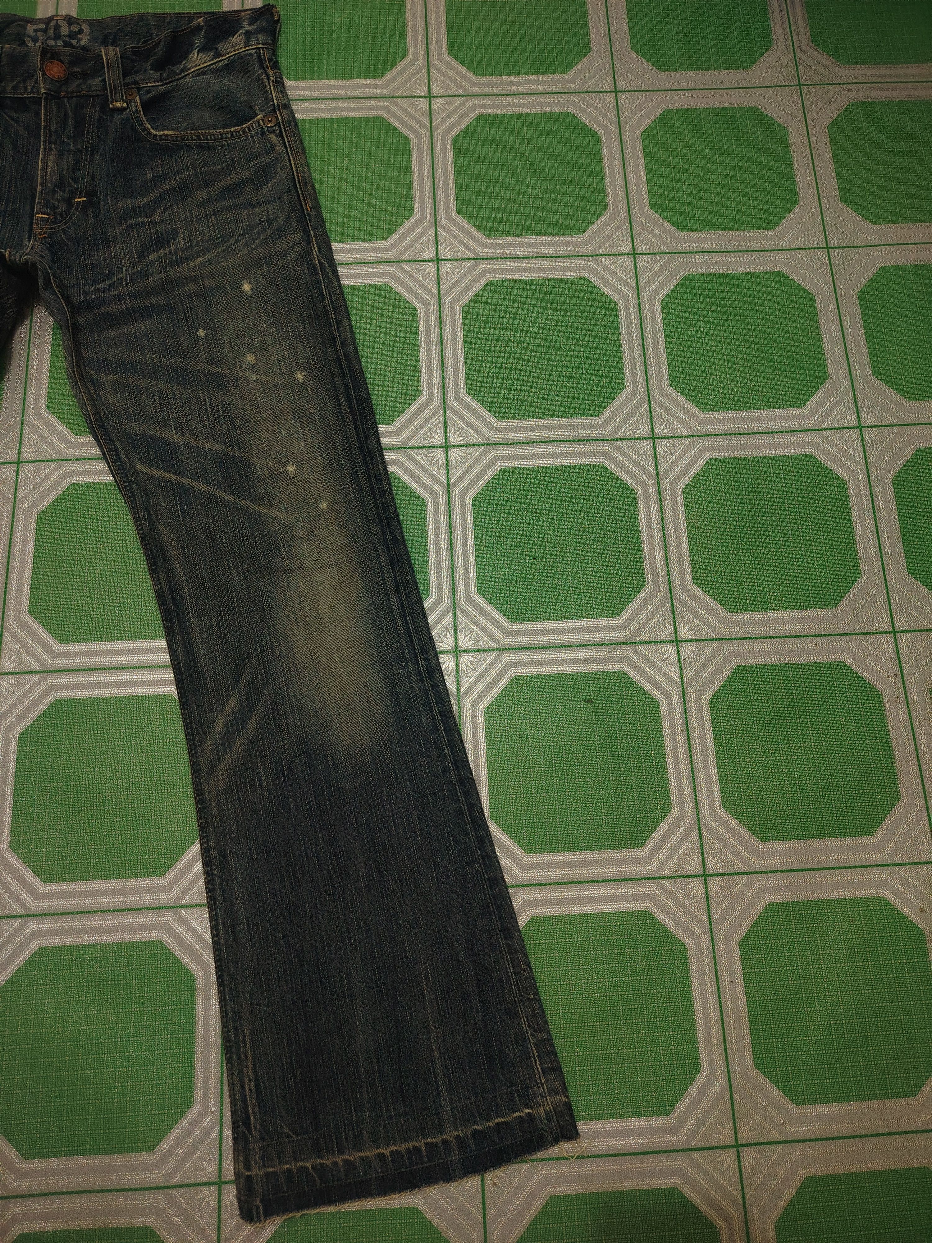 If Six Was Nine Japanese Edwin 503 Blue Trip Flare Jeans Distressed Jeans Size US 31 - 4 Thumbnail