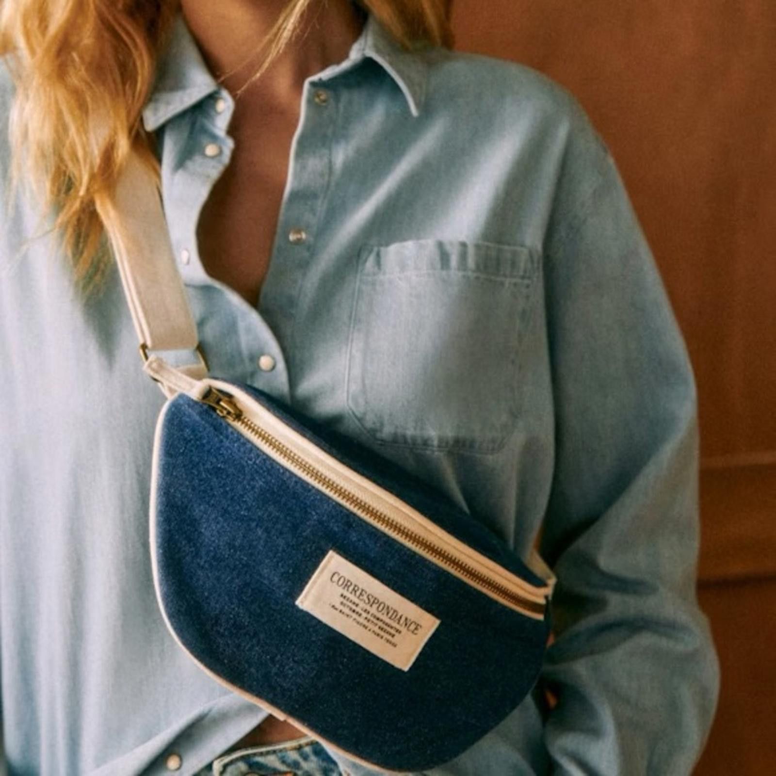 Designer Sézane Blue Denim Crossbody Bag Size ONE SIZE - 1 Thumbnail
