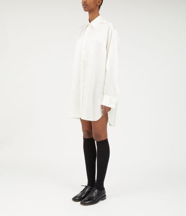Maison Margiela o1bcso1str0526 Long Silk Shirt in White Size S / US 4 / IT 40 - 5 Thumbnail