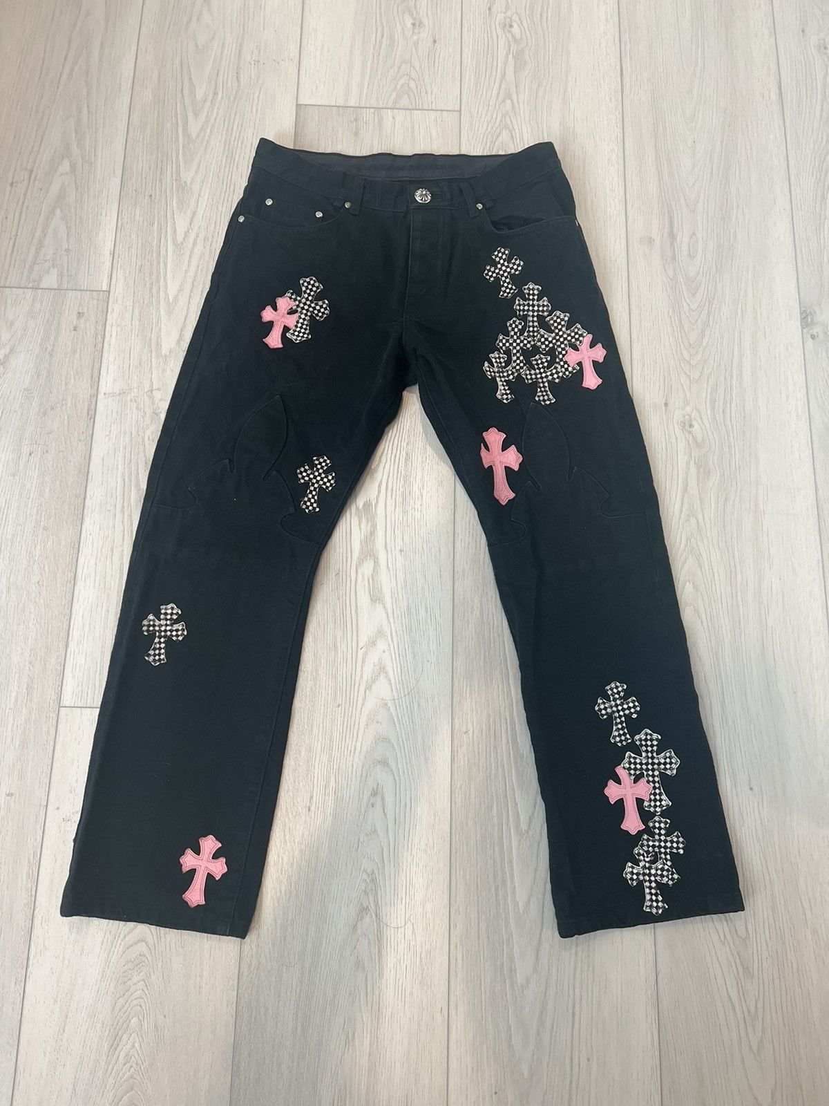 image of Chrome Hearts Chrome Heart Denim Jeans Black, Men's (Size 34)