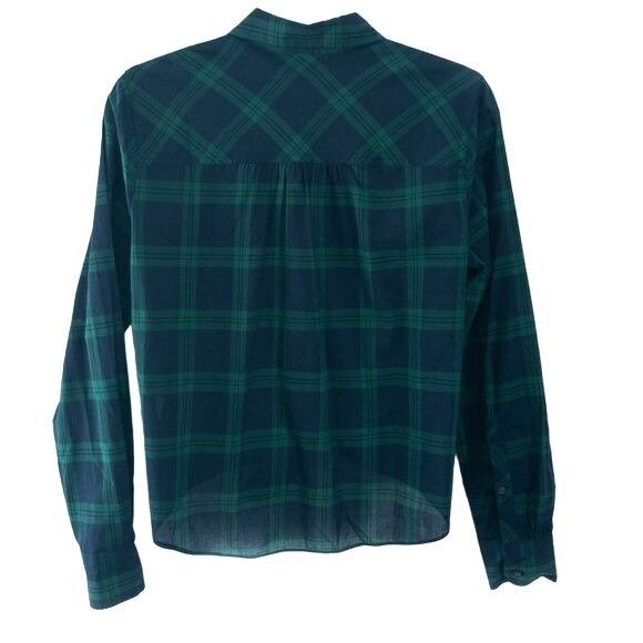 J.Crew J. Crew Factory Plaid Button Down Shirt Navy & Emerald Green Size S / US 4 / IT 40 - 3 Thumbnail