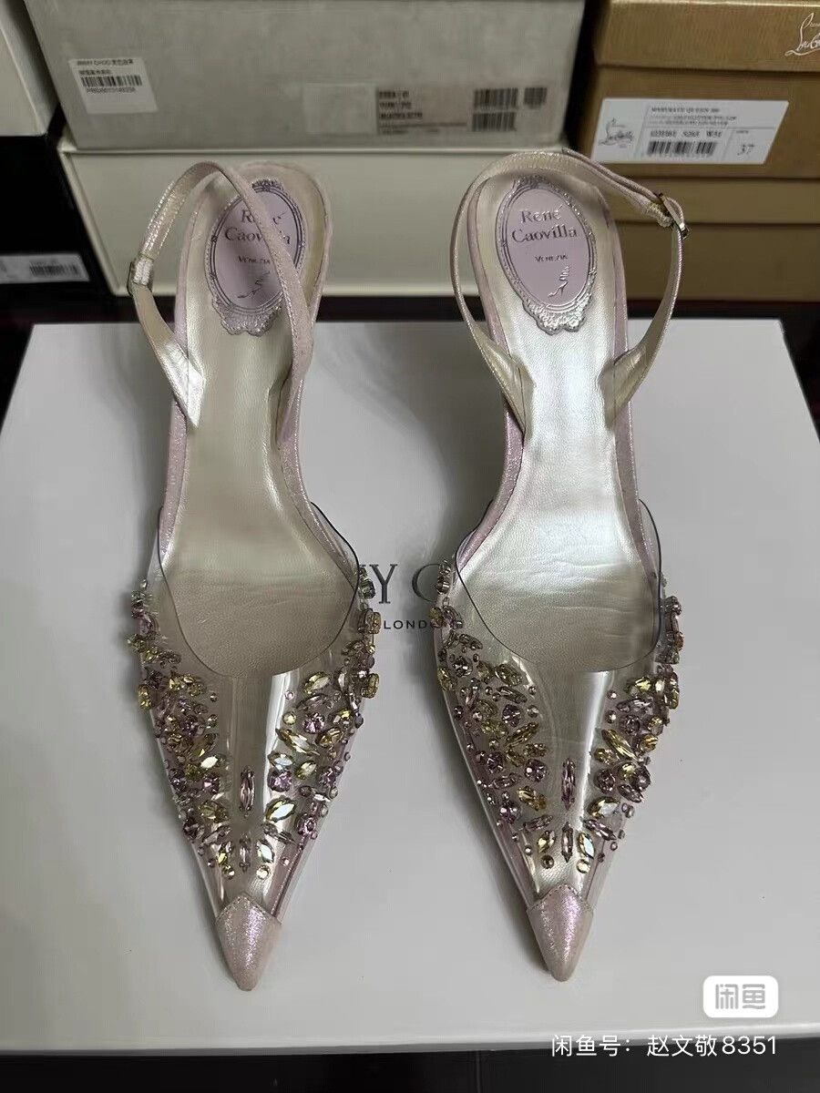 Rene Caovilla Rene Caovilla Pointed Toe Crystal Heels Size US 8 / IT 38 - 1 Thumbnail