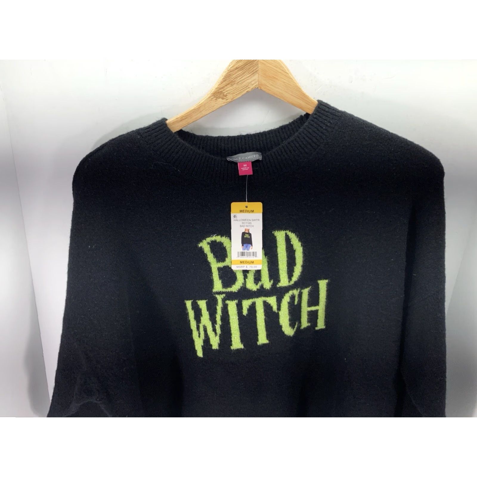 Vince Camuto Vince Camuto Sweater Women Medium Black Bad Witch Wicked Halloween Pullover NWT Women Sweater M Black Halloween Pullover NWT Size M / US 6-8 / IT 42-44 - 2 Thumbnail