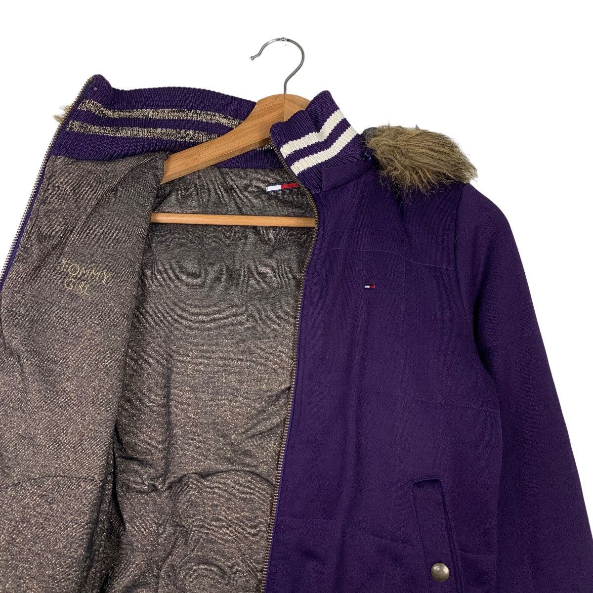 Tommy Hilfiger TOMMY GIRL Fur Hoodie Purple Jacket #0310-C14 Size S / US 4 / IT 40 - 11 Thumbnail
