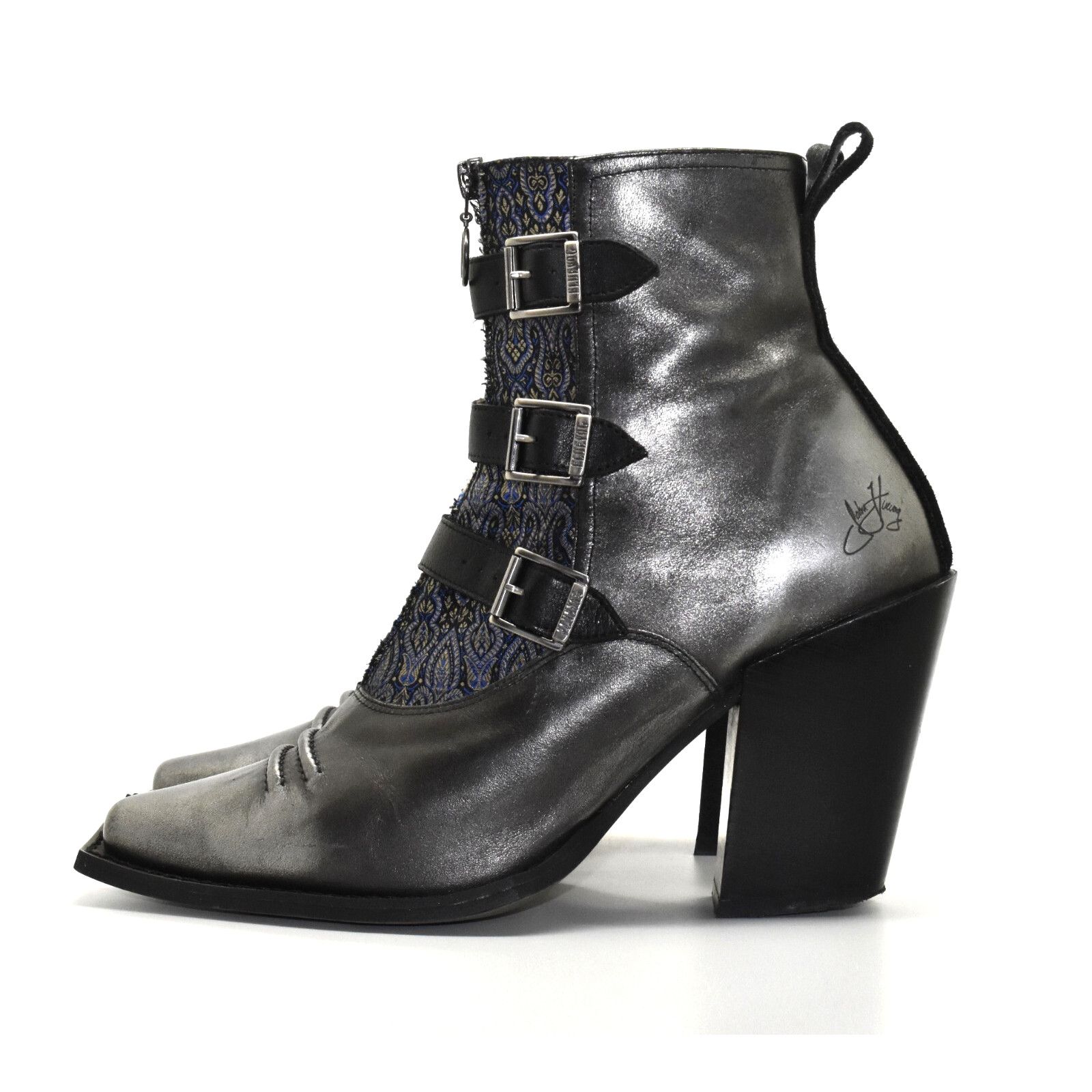 John Fluevog FLUEVOG Signature Durer Blk Metallic Triple Buckle Boots 10 Size US 10 / IT 40 - 4 Thumbnail
