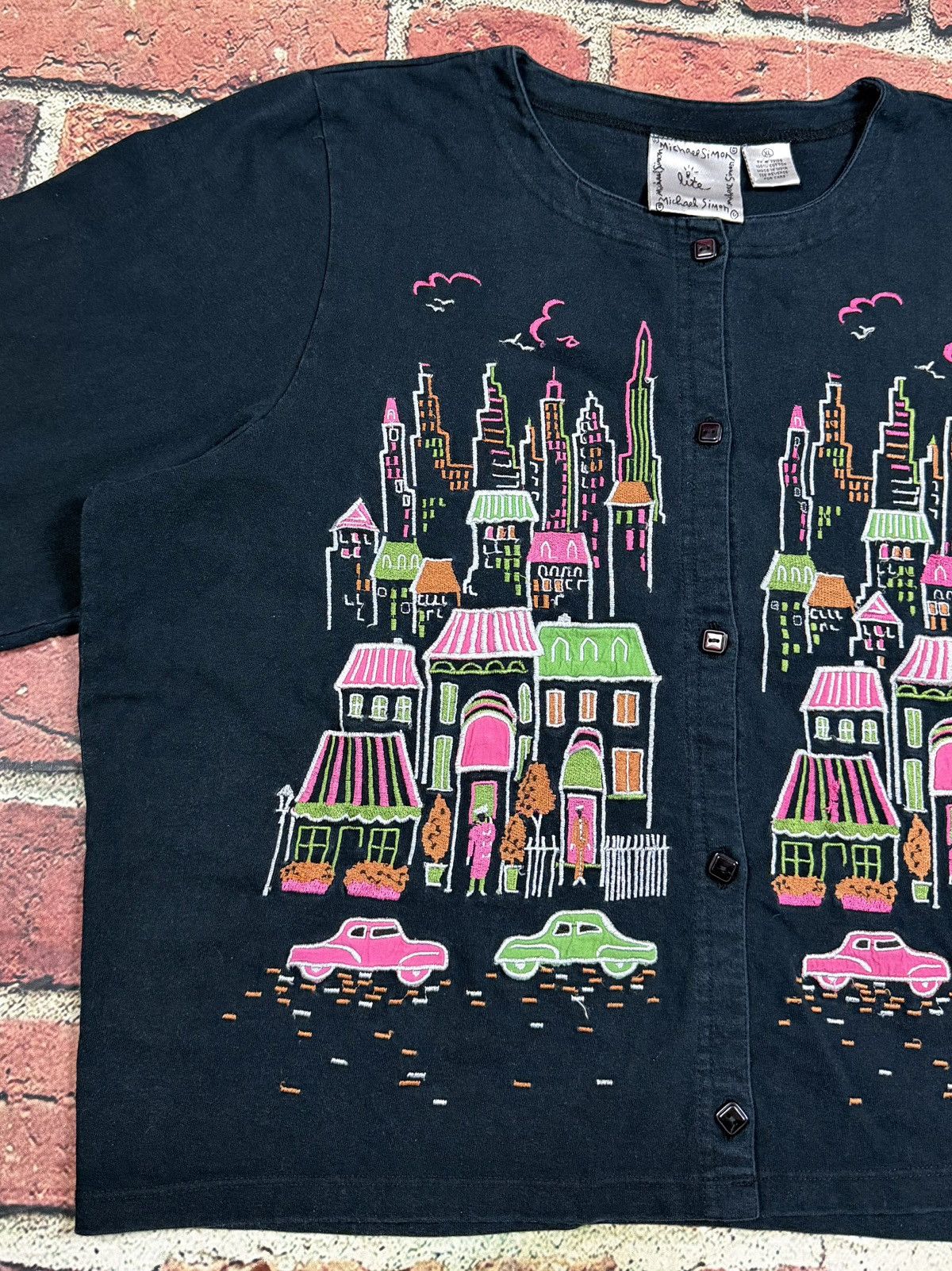 Other Michael Simon Lite Cardigan Cropped City Skyline Cars Houses Size XL / US 12-14 / IT 48-50 - 5 Thumbnail